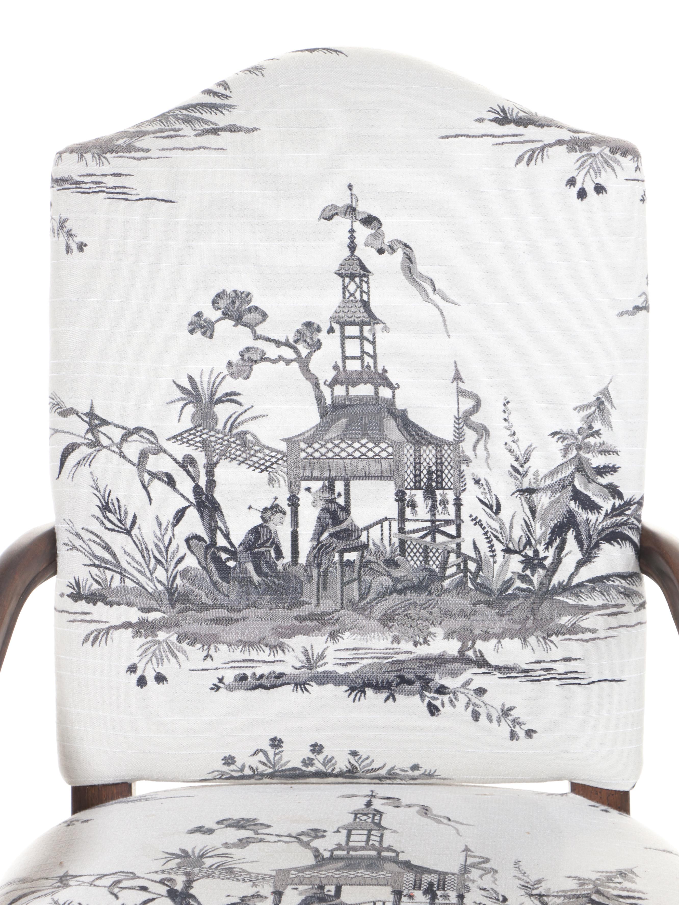 Four Drexel Heritage Louis XV Style Chinoiserie-Upholstered Dining Chairs