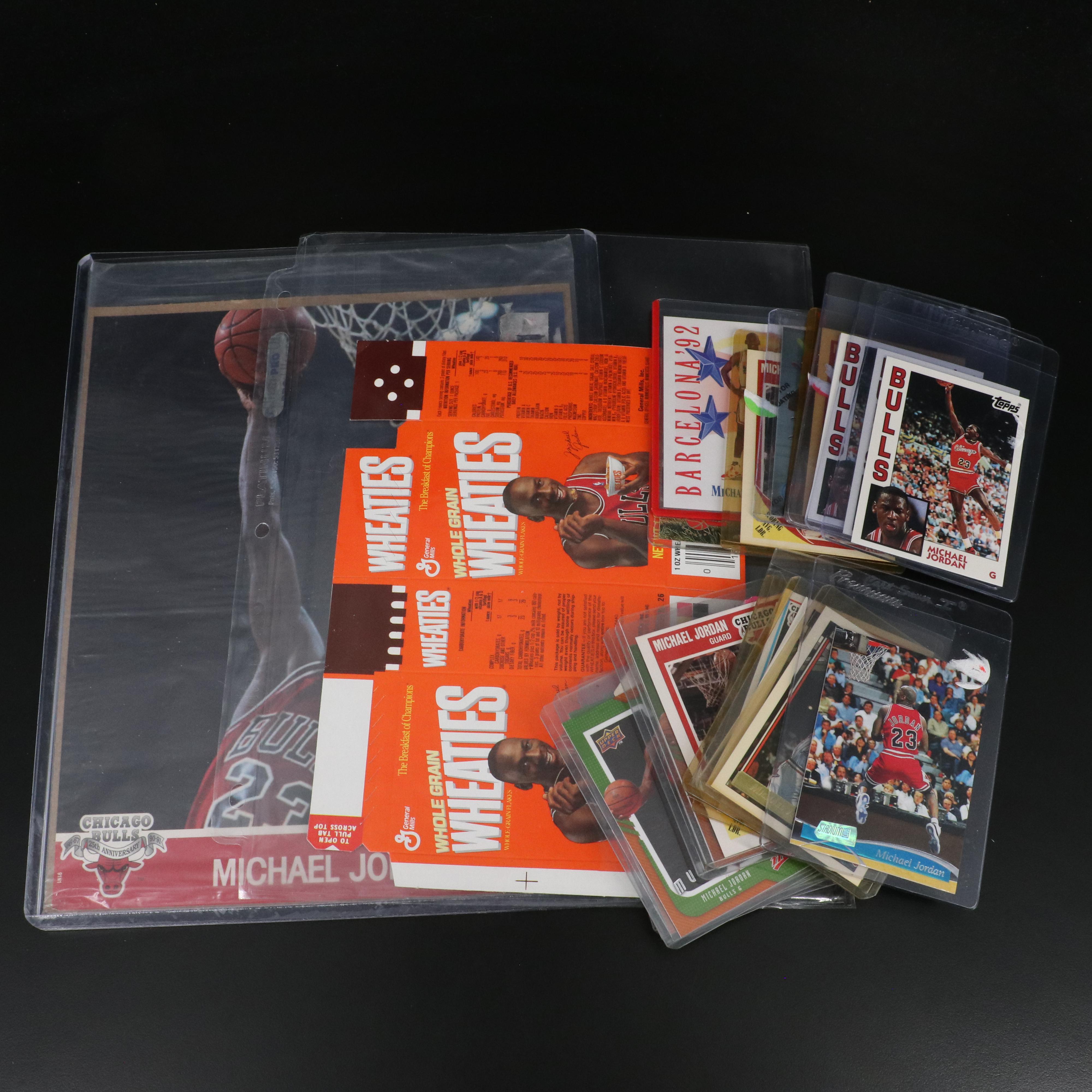 Michael Jordan Chicago Bulls Basketball Cards with Wheaties Cereal Box