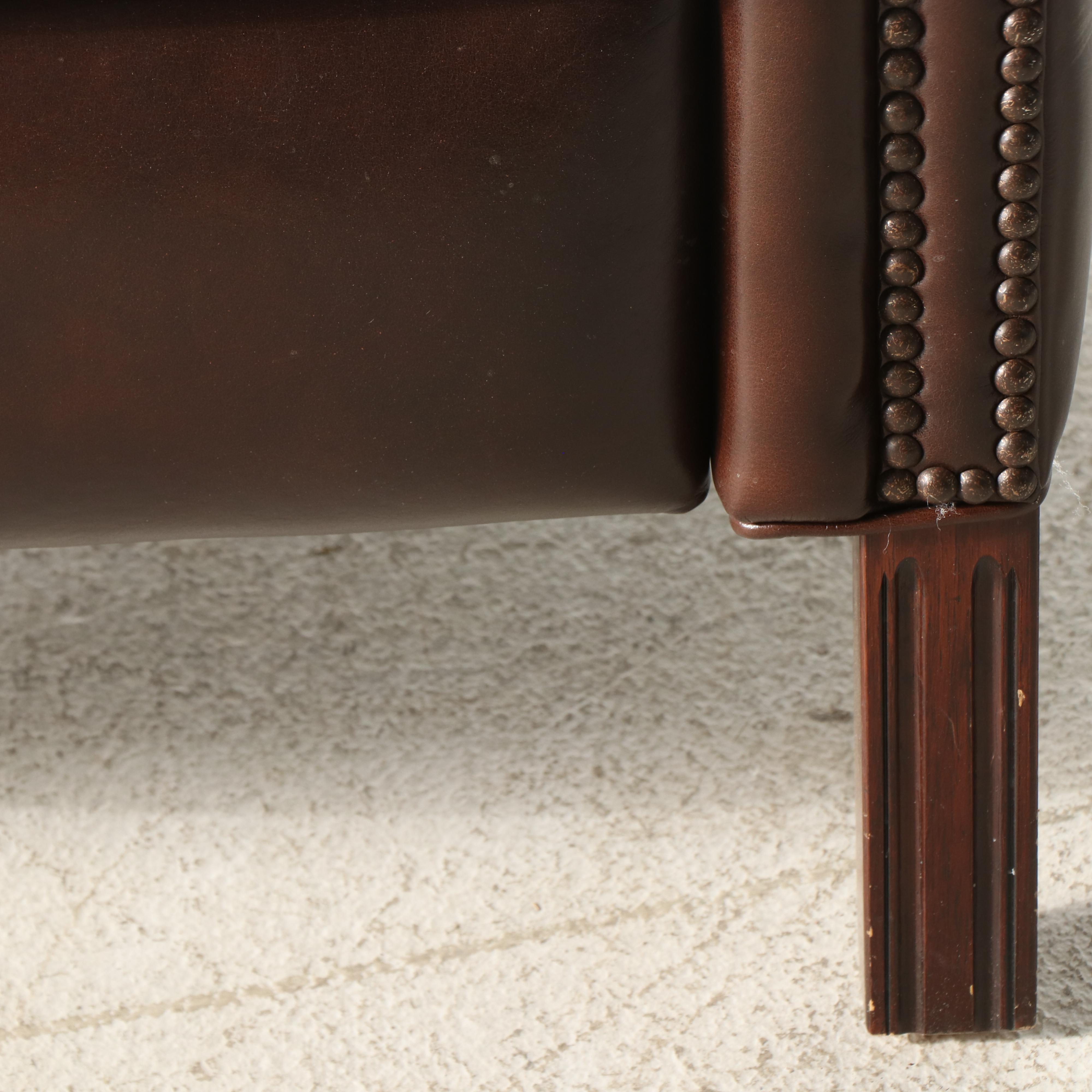 Randall Allan Chippendale Style Brown Leather Wingback Recliner