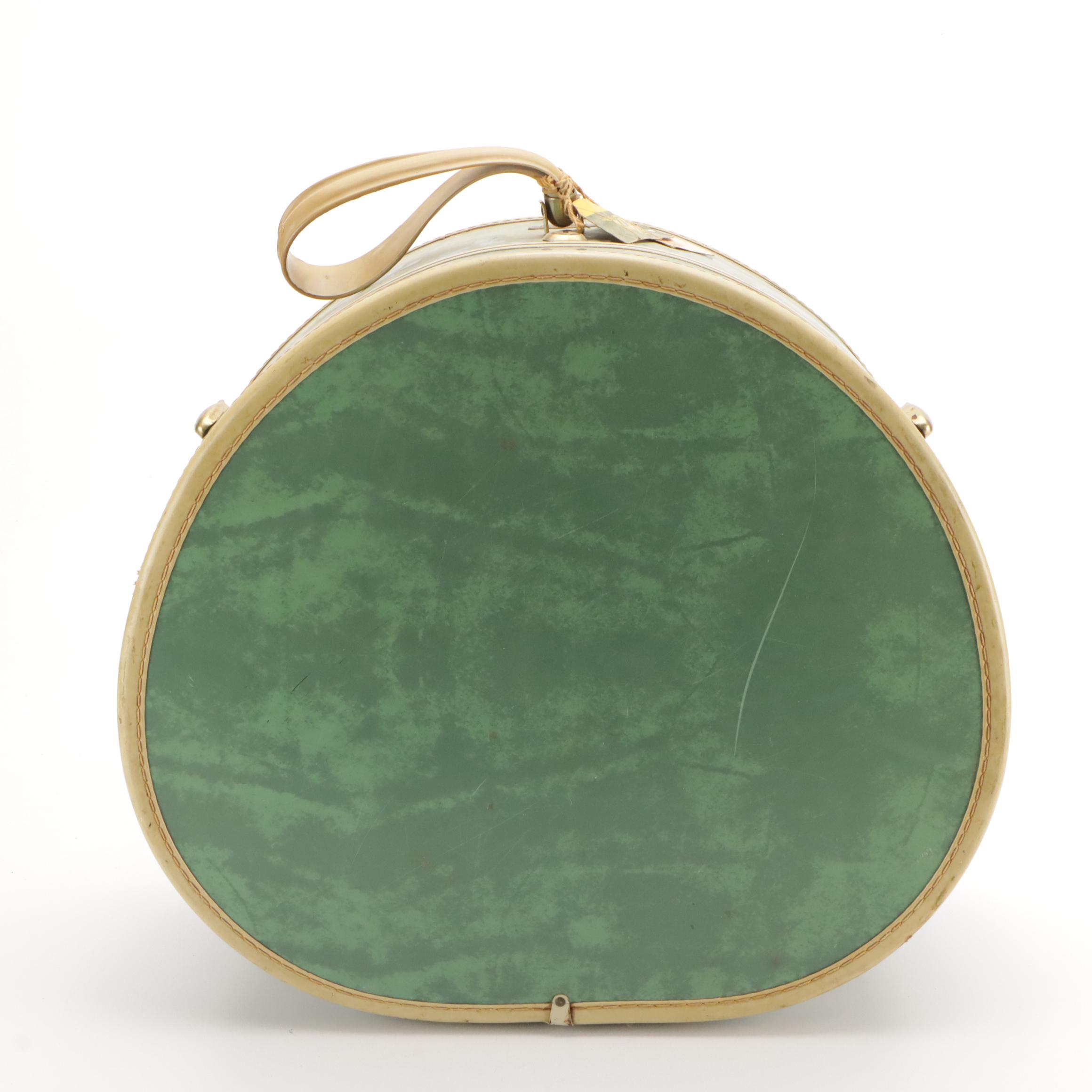 Vintage Samsonite Luggage Hardside Suitcases in Marbled Bermuda Green & Leather