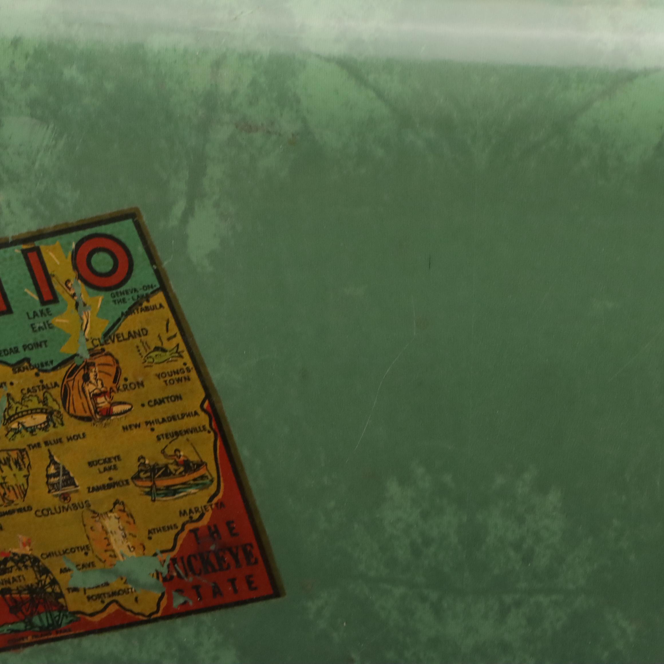 Vintage Samsonite Luggage Hardside Suitcases in Marbled Bermuda Green & Leather