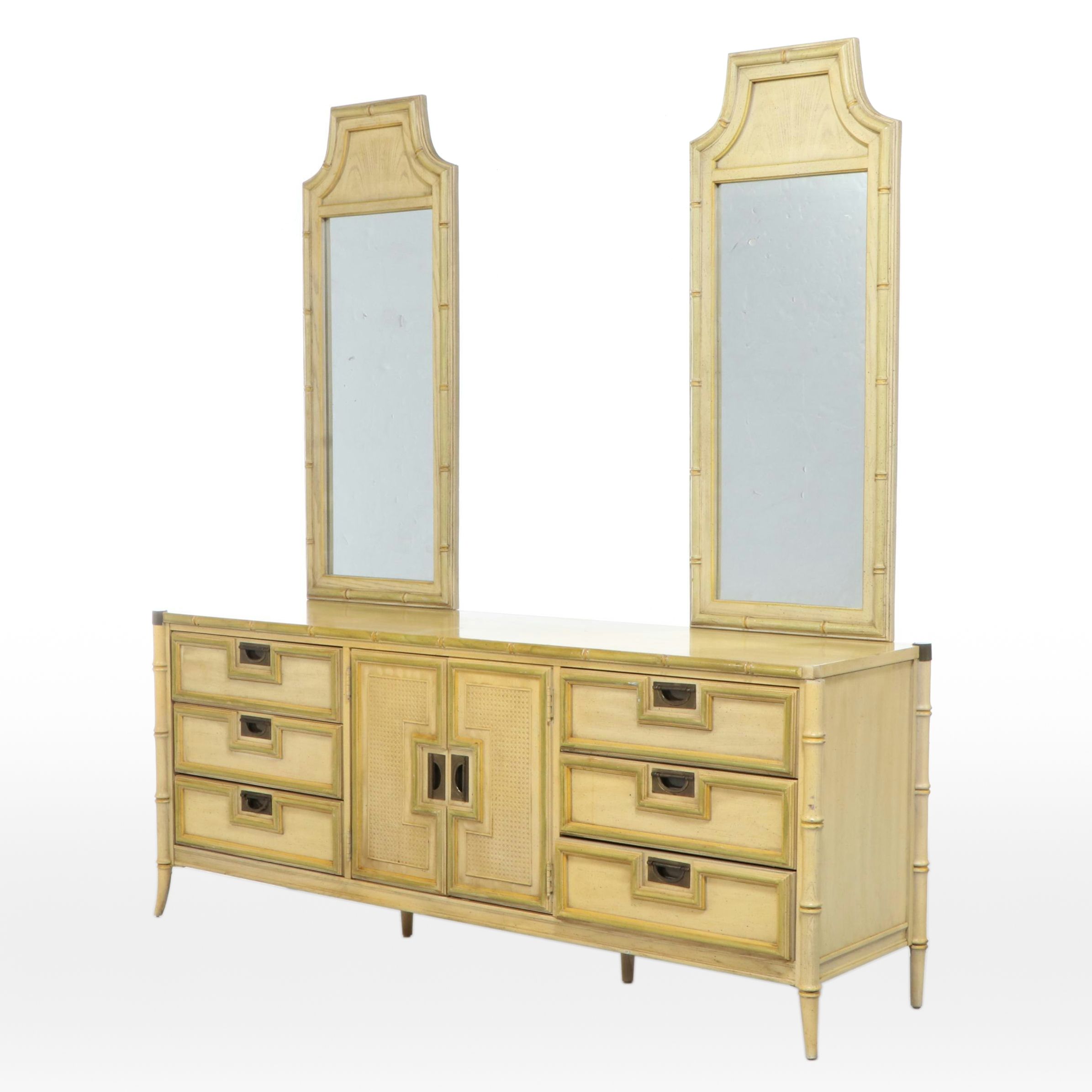 Stanley Furniture Paint-Decorated Faux-Bamboo Nine-Drawer Chinoiserie Dresser