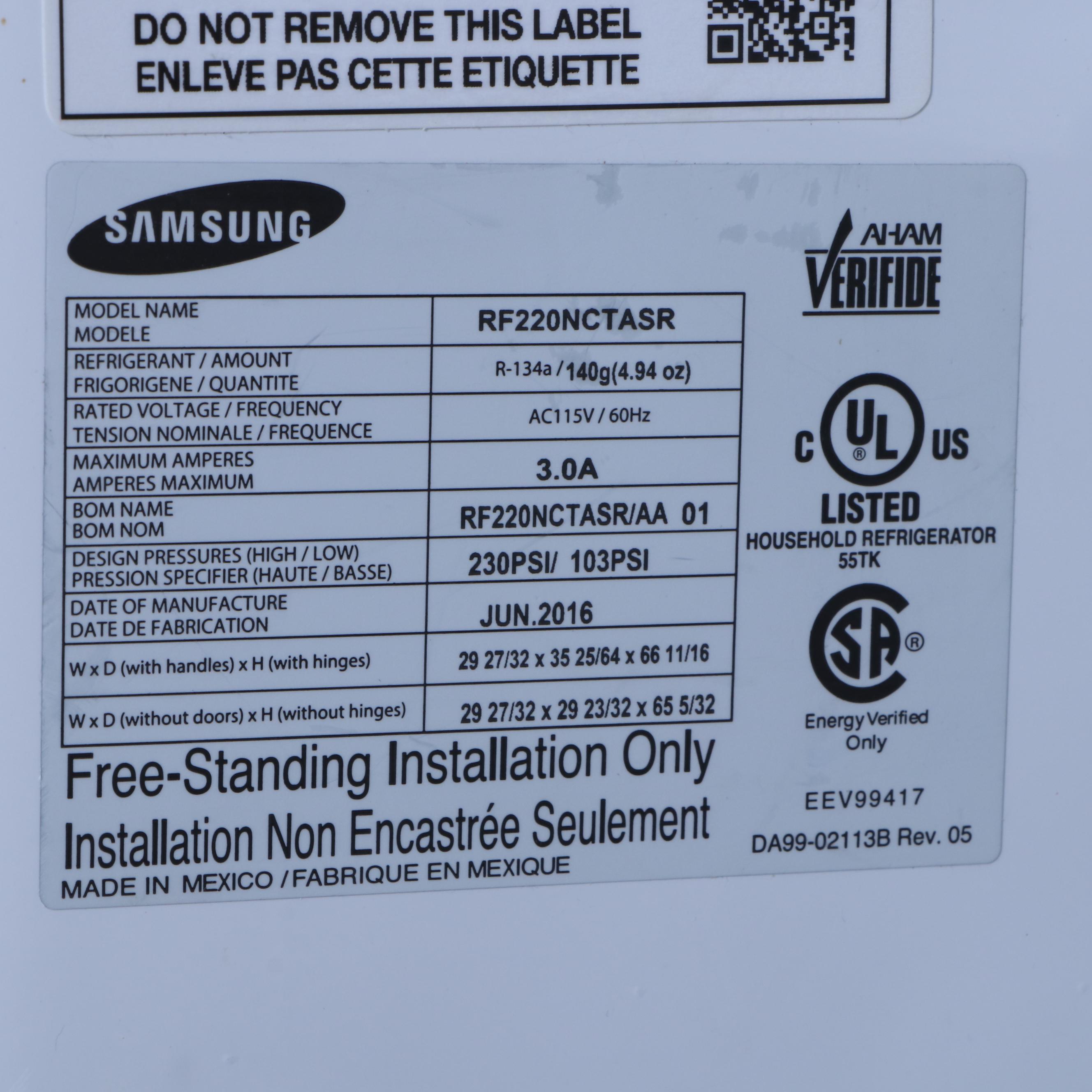 Samsung Stainless Steel French Door Slide-Out Freezer Refrigerator