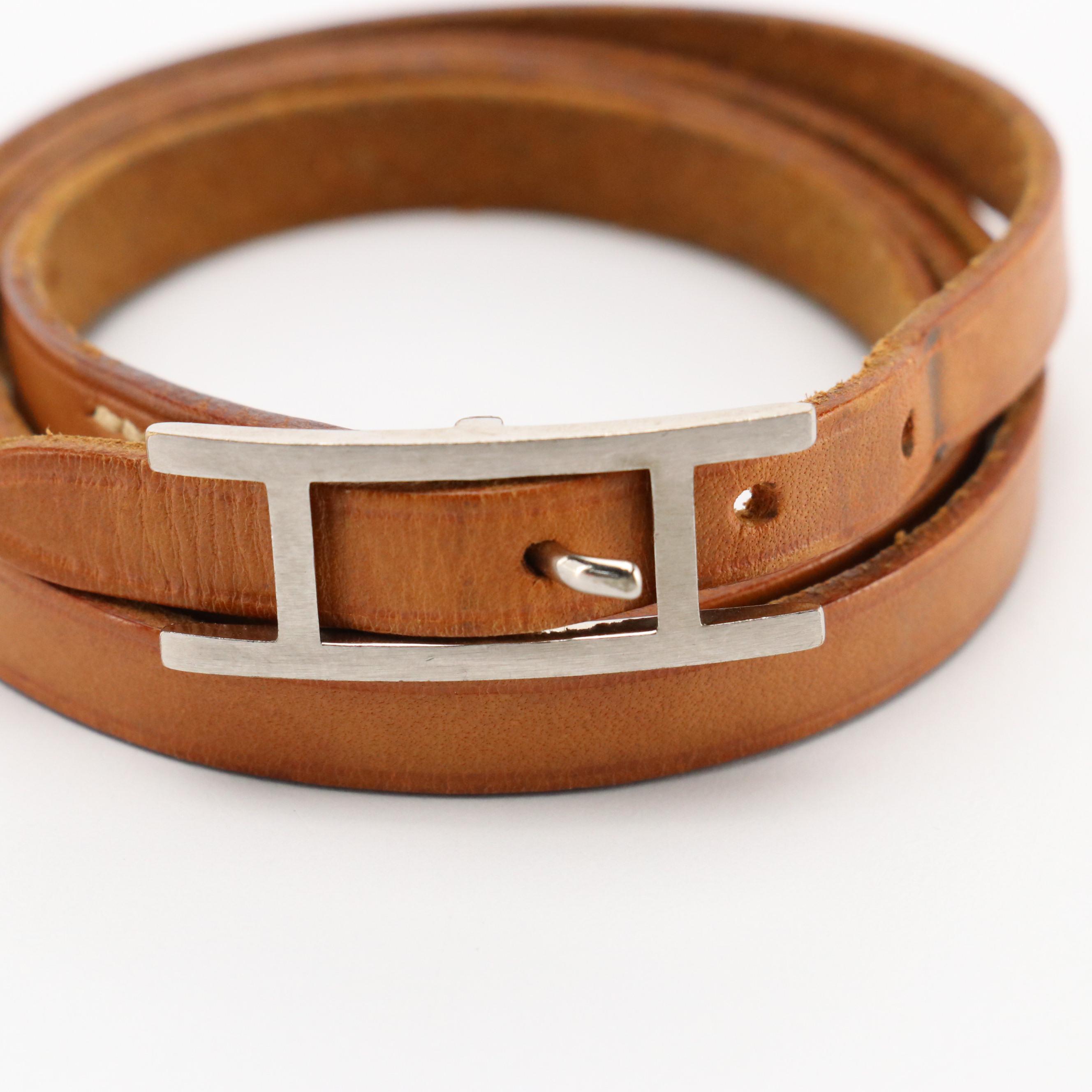 Hermès Hapi 3 Bracelet in Chamonix Leather with Box