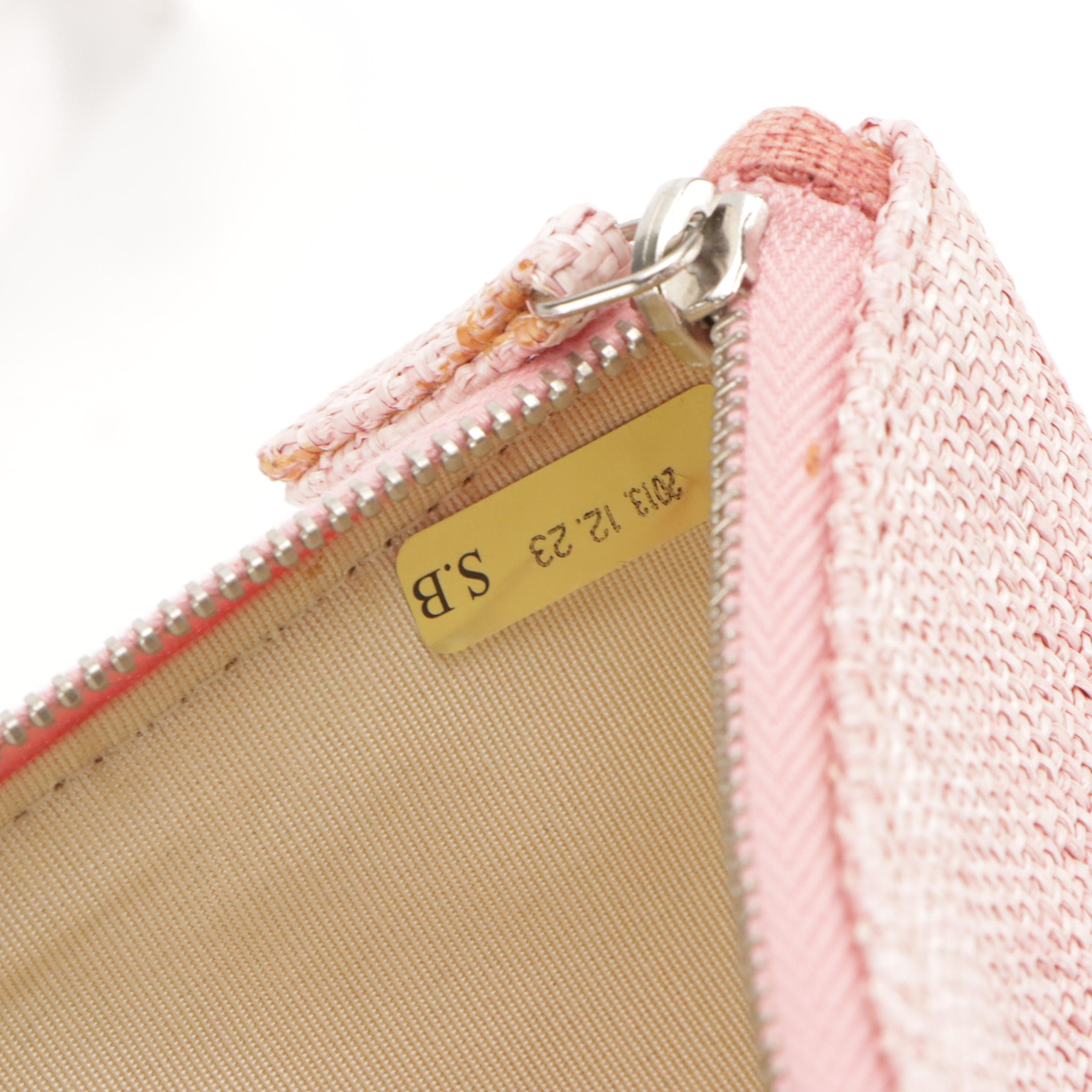 Chanel Deauville O-Case Pouch in Pink Woven Raffia