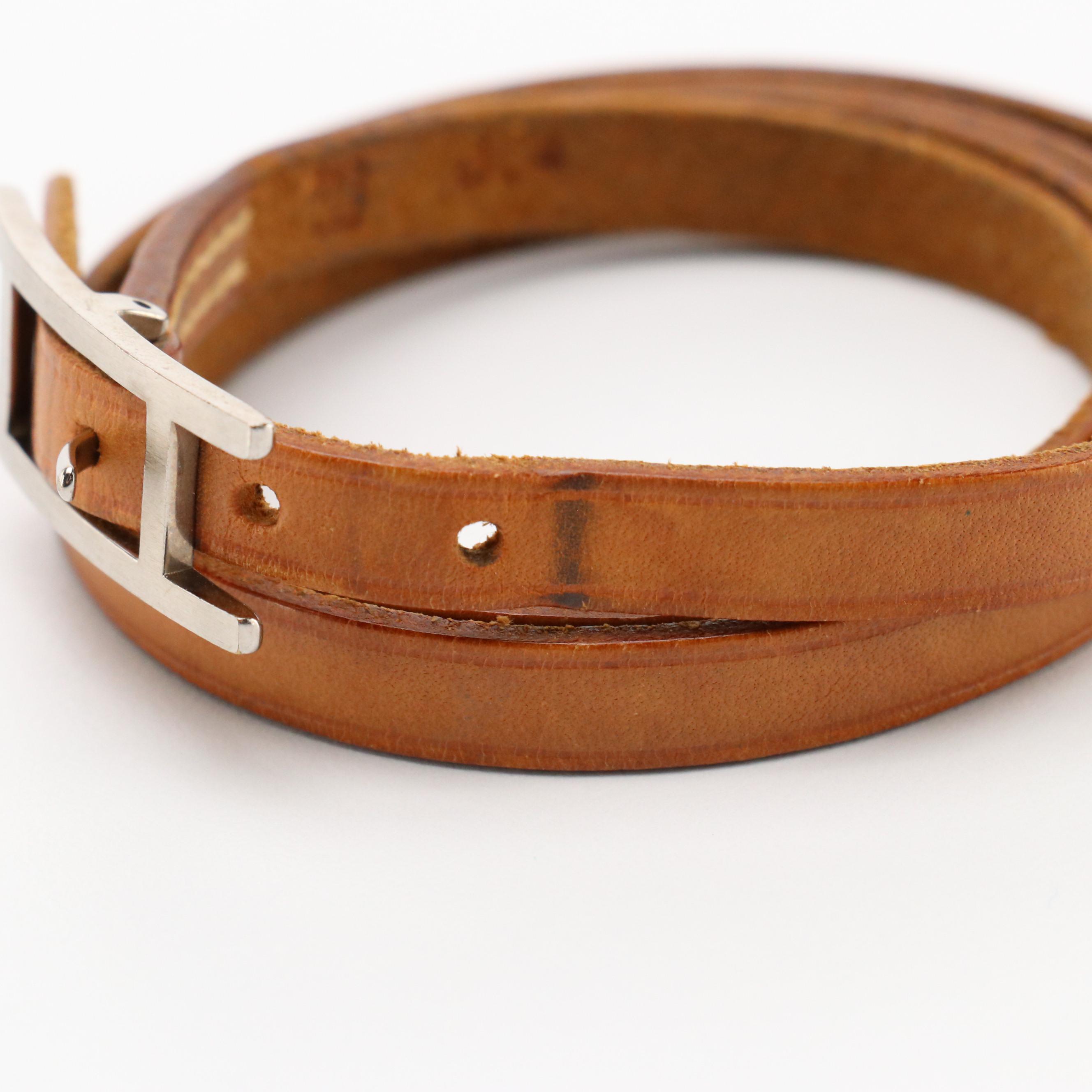 Hermès Hapi 3 Bracelet in Chamonix Leather with Box