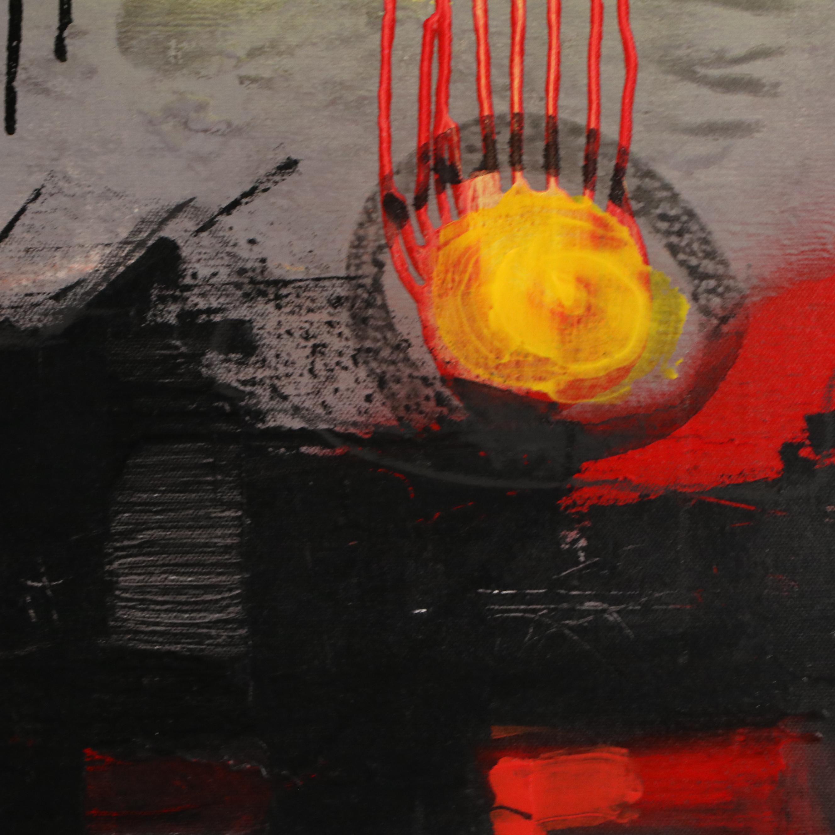 William Fred Arrowood Expressionist Style Abstract Acrylic Paintings