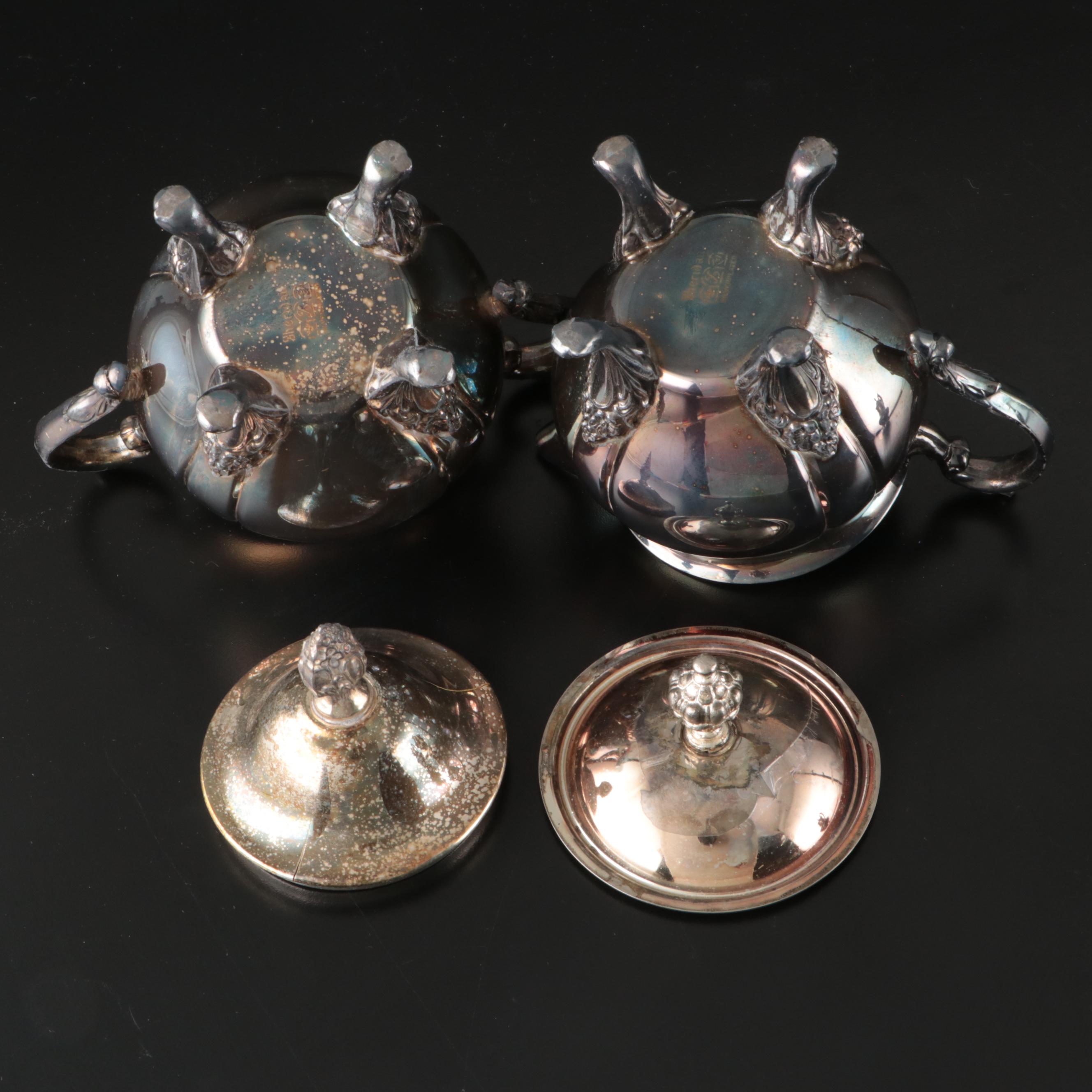 Sheridan Silver Plate Teapot, Creamer, and Sugar Bowl with Serving Tray