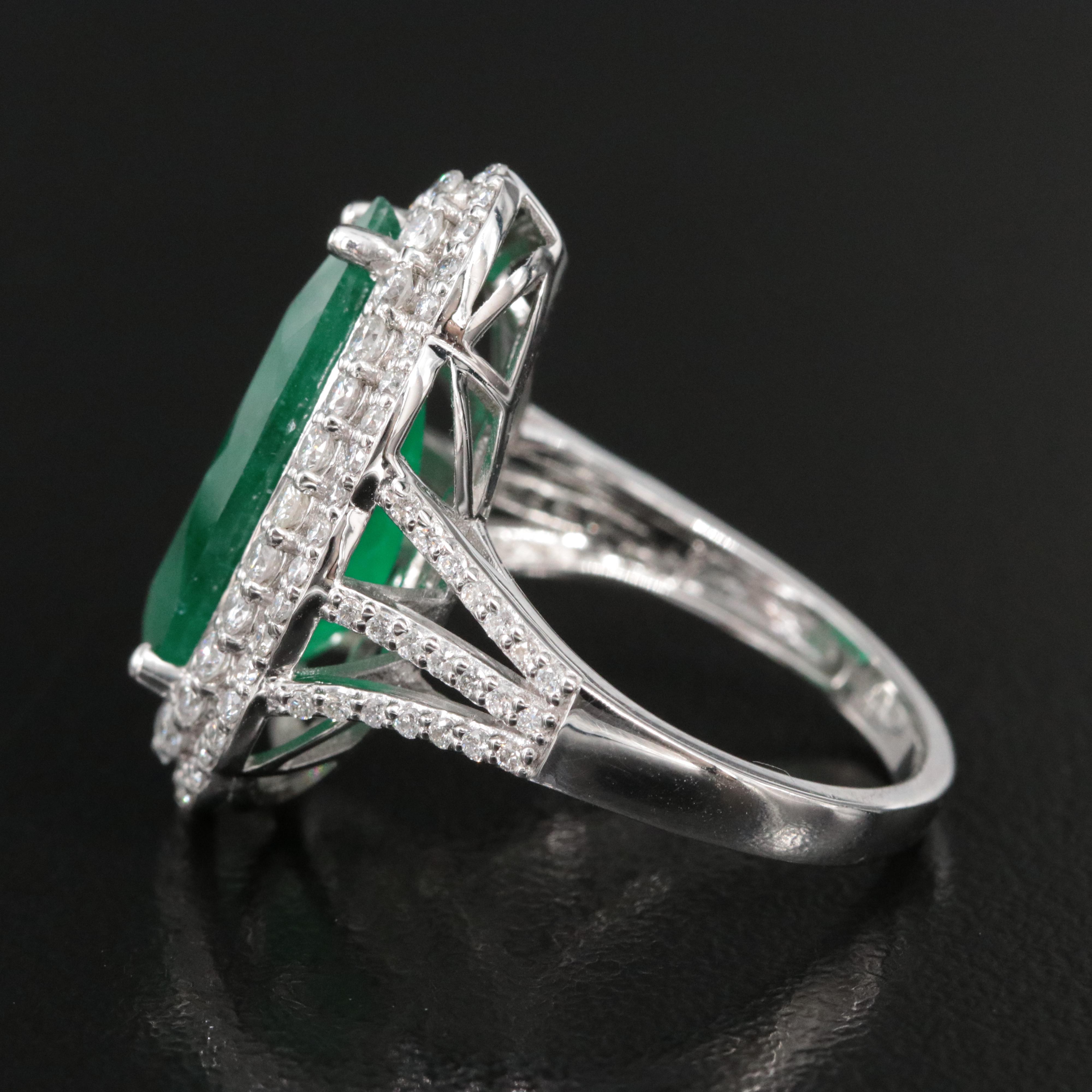 Platinum 7.70 CT Russian Emerald and 1.21 CTW Diamond Ring with GIA Report