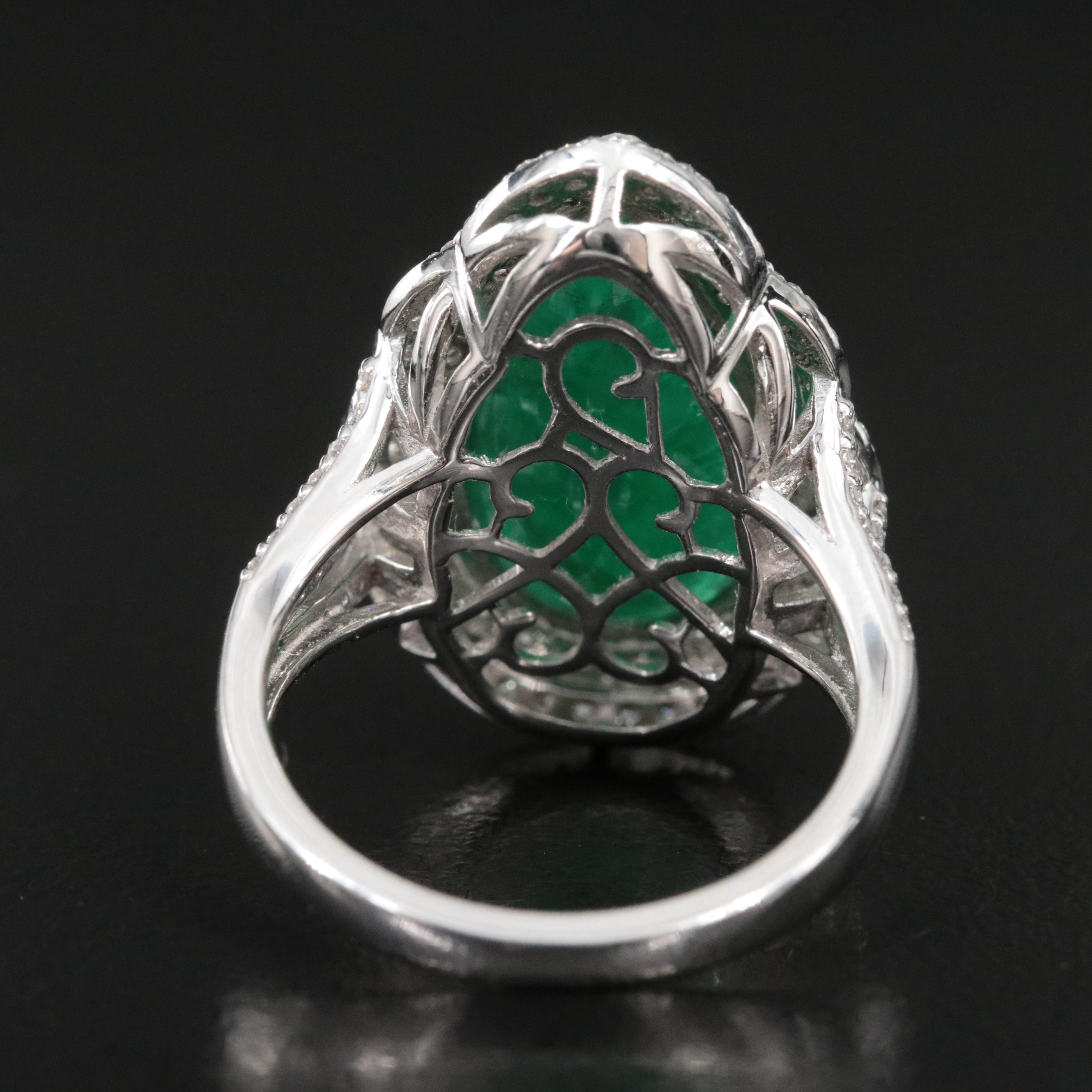 Platinum 7.70 CT Russian Emerald and 1.21 CTW Diamond Ring with GIA Report