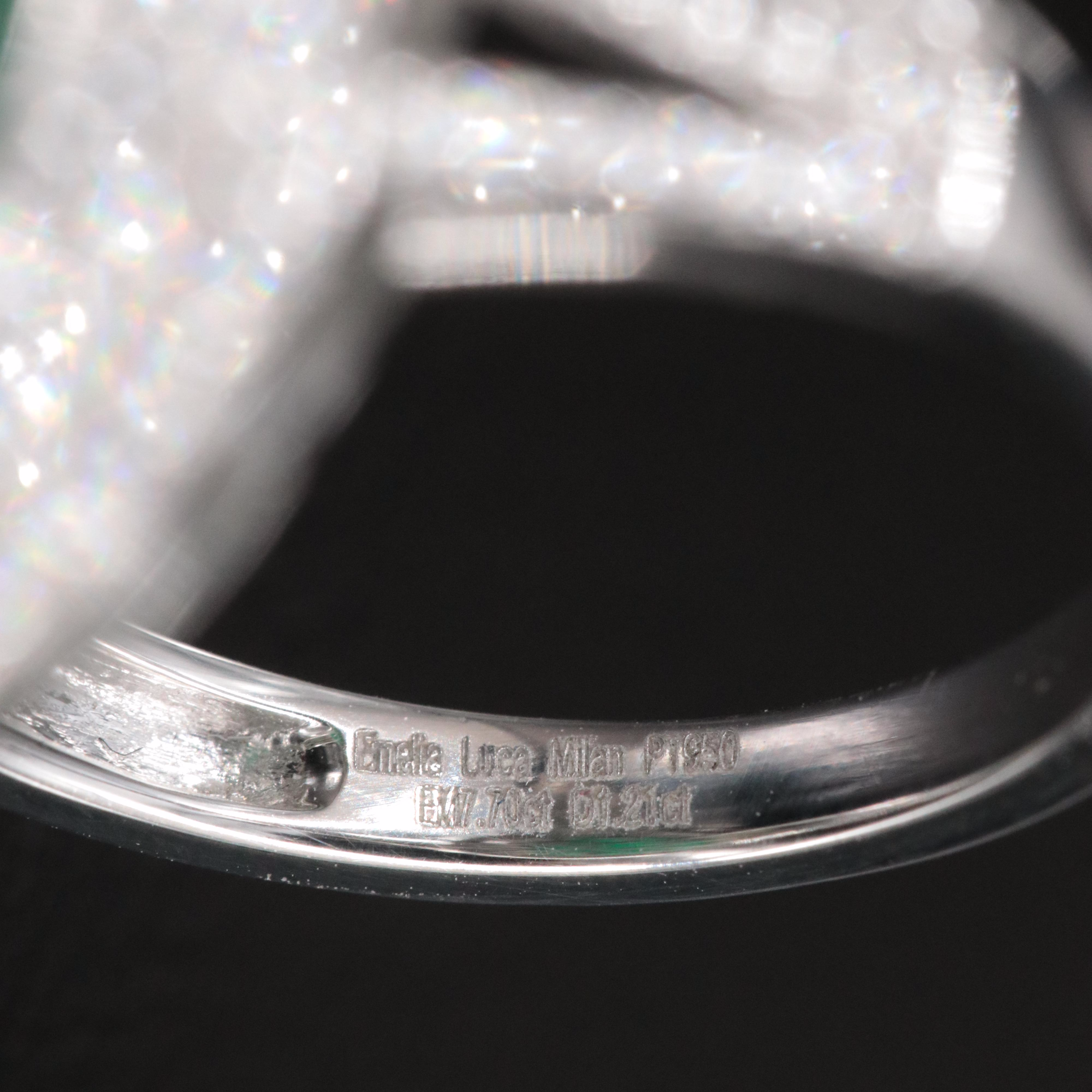 Platinum 7.70 CT Russian Emerald and 1.21 CTW Diamond Ring with GIA Report