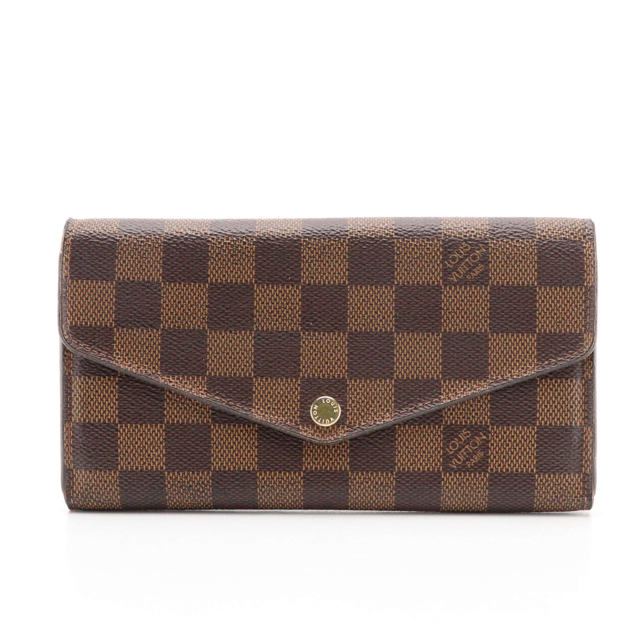 Louis Vuitton Sarah Wallet in Damier Ebene Canvas and Leather
