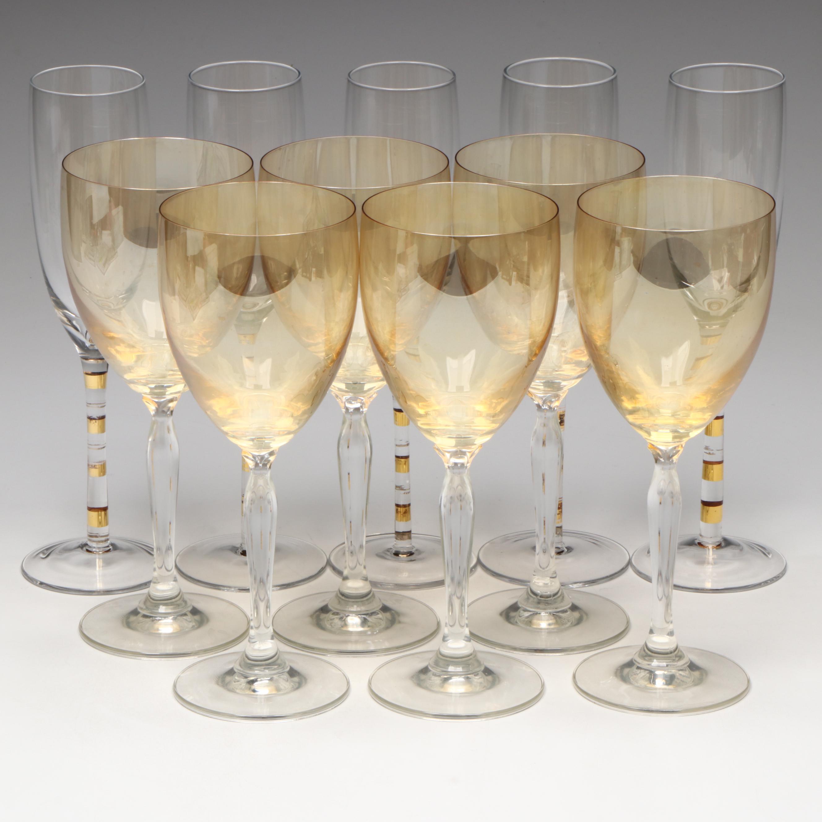 Pier 1 Glass Peach Ombré Water Goblets and Other Champagne Flutes