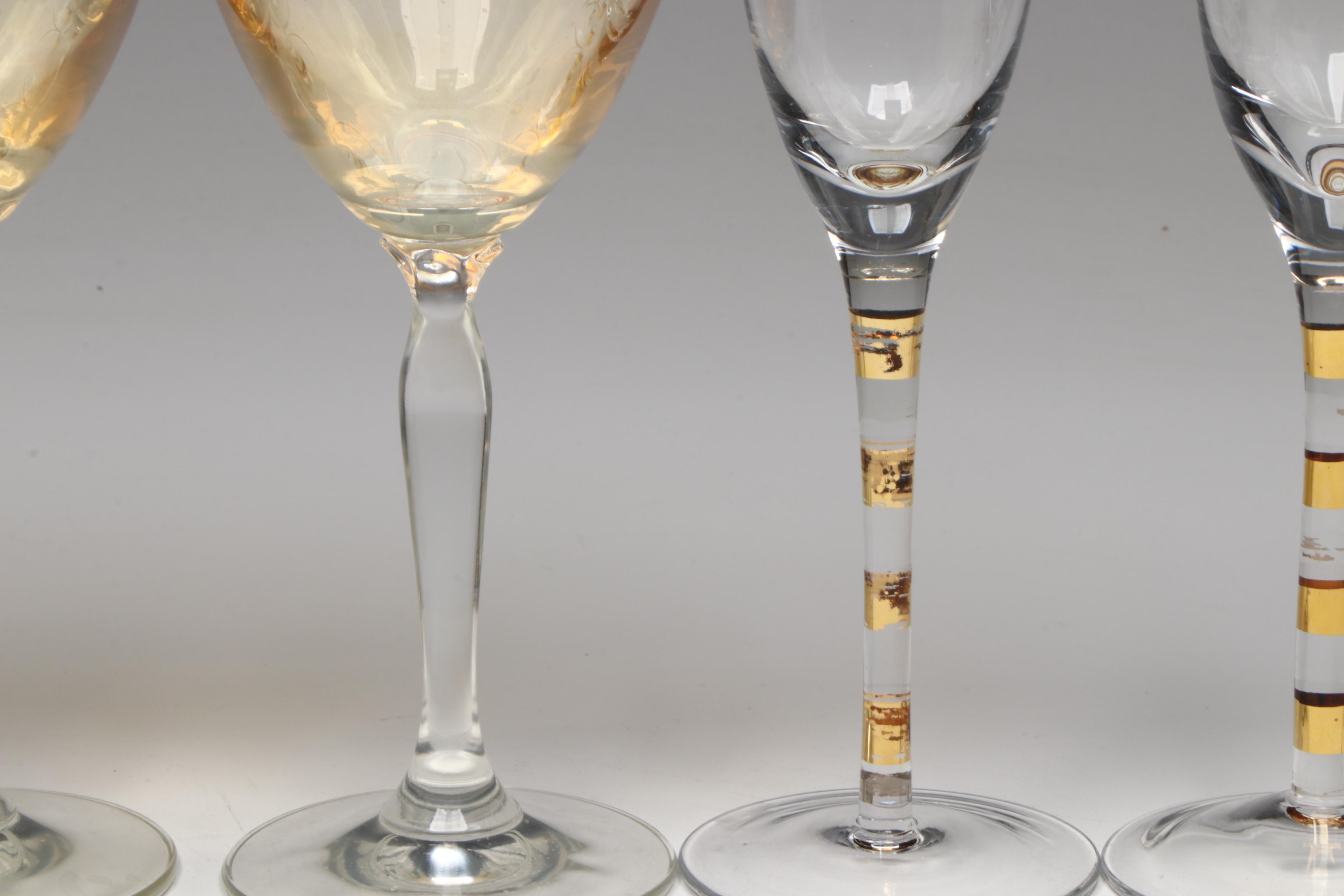 Pier 1 Glass Peach Ombré Water Goblets and Other Champagne Flutes