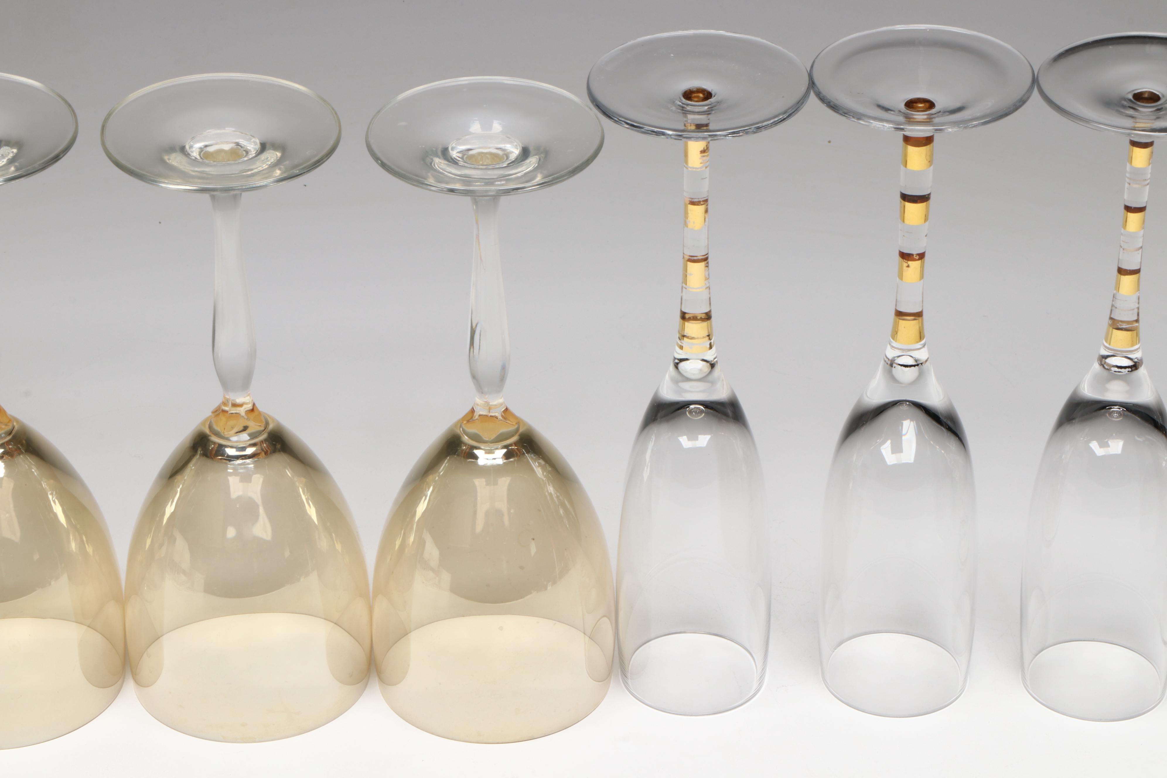 Pier 1 Glass Peach Ombré Water Goblets and Other Champagne Flutes