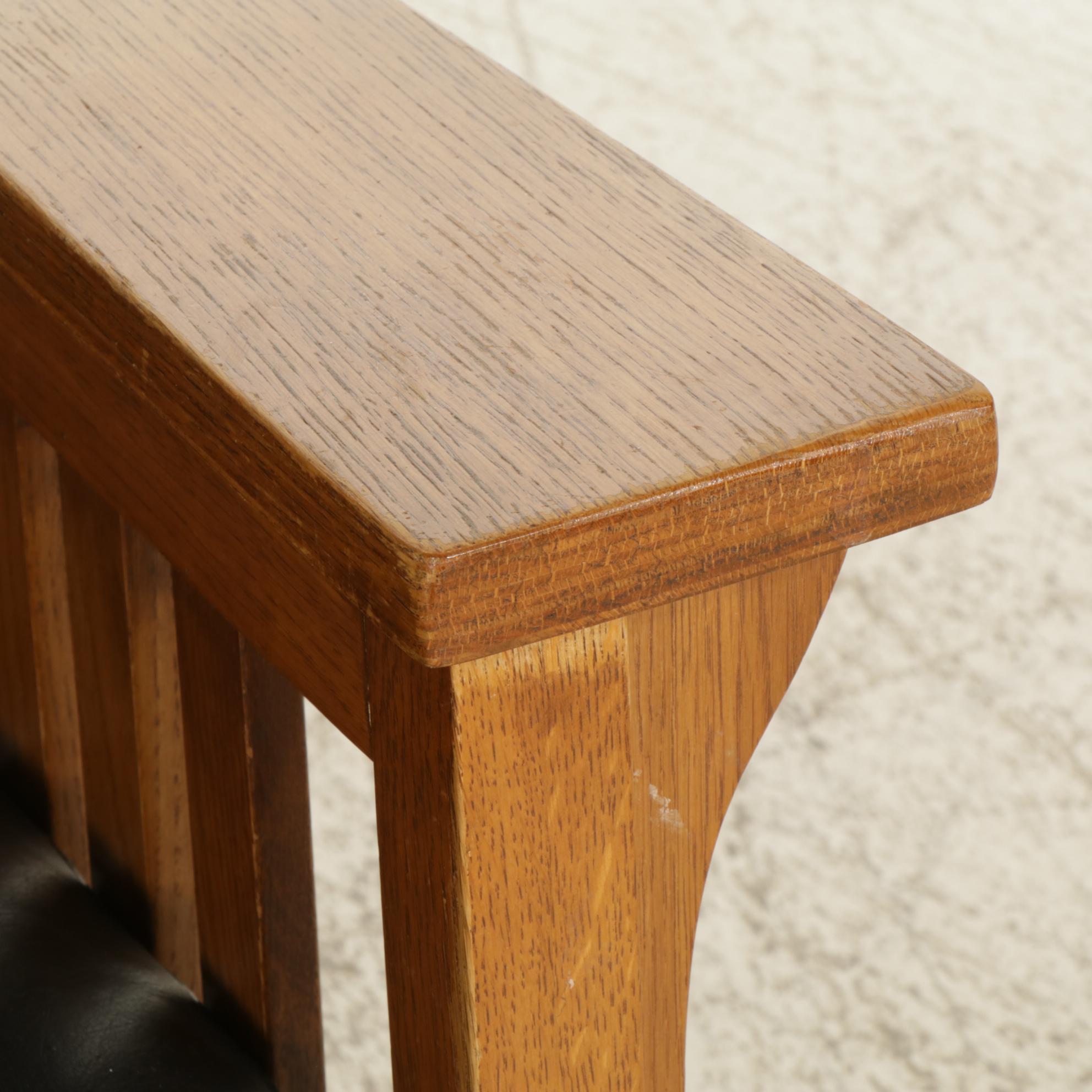 Mission Style Oak Rocking Chair with Faux Leather Upholstery