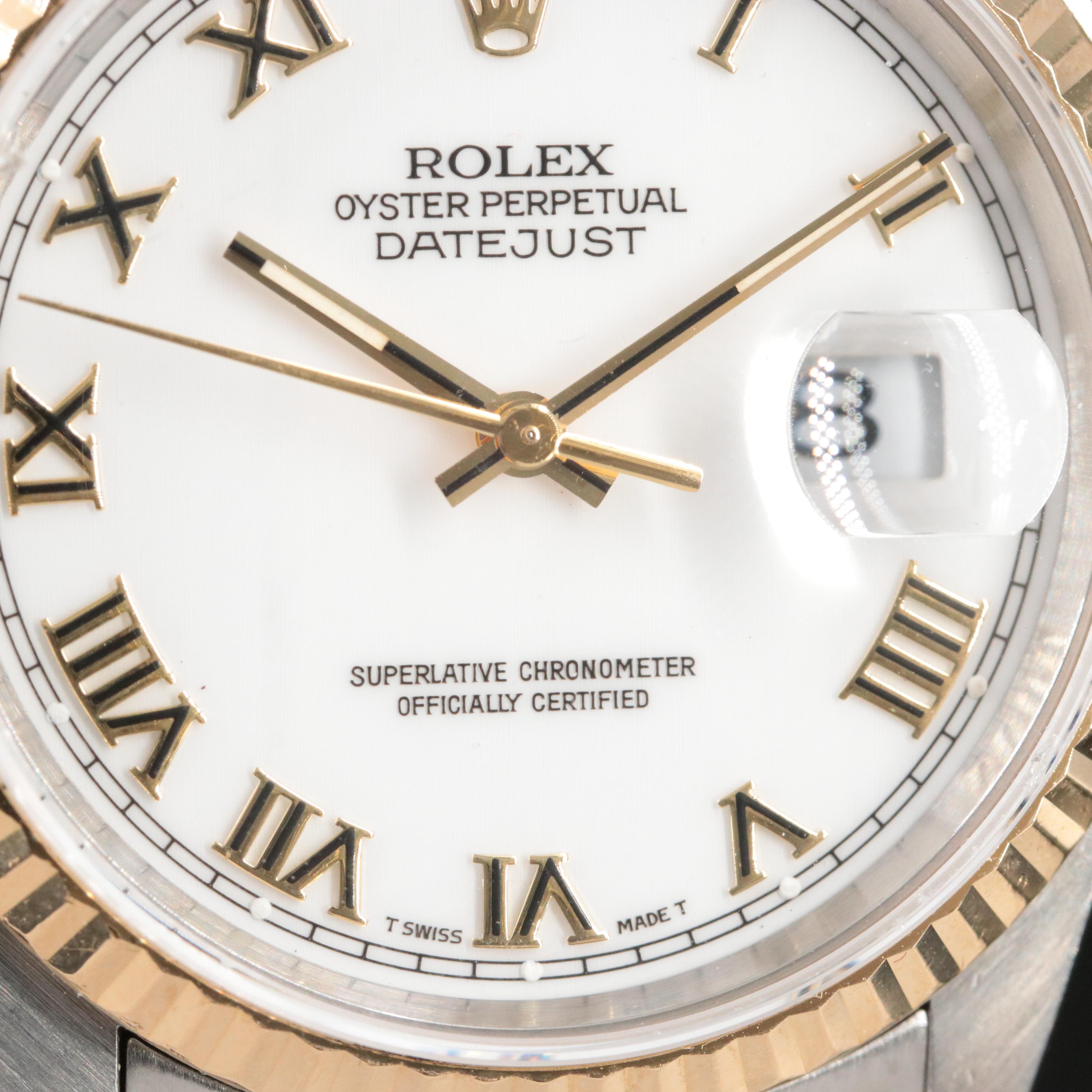 1991 Rolex Two-Tone White Roman Dial Datejust Watch