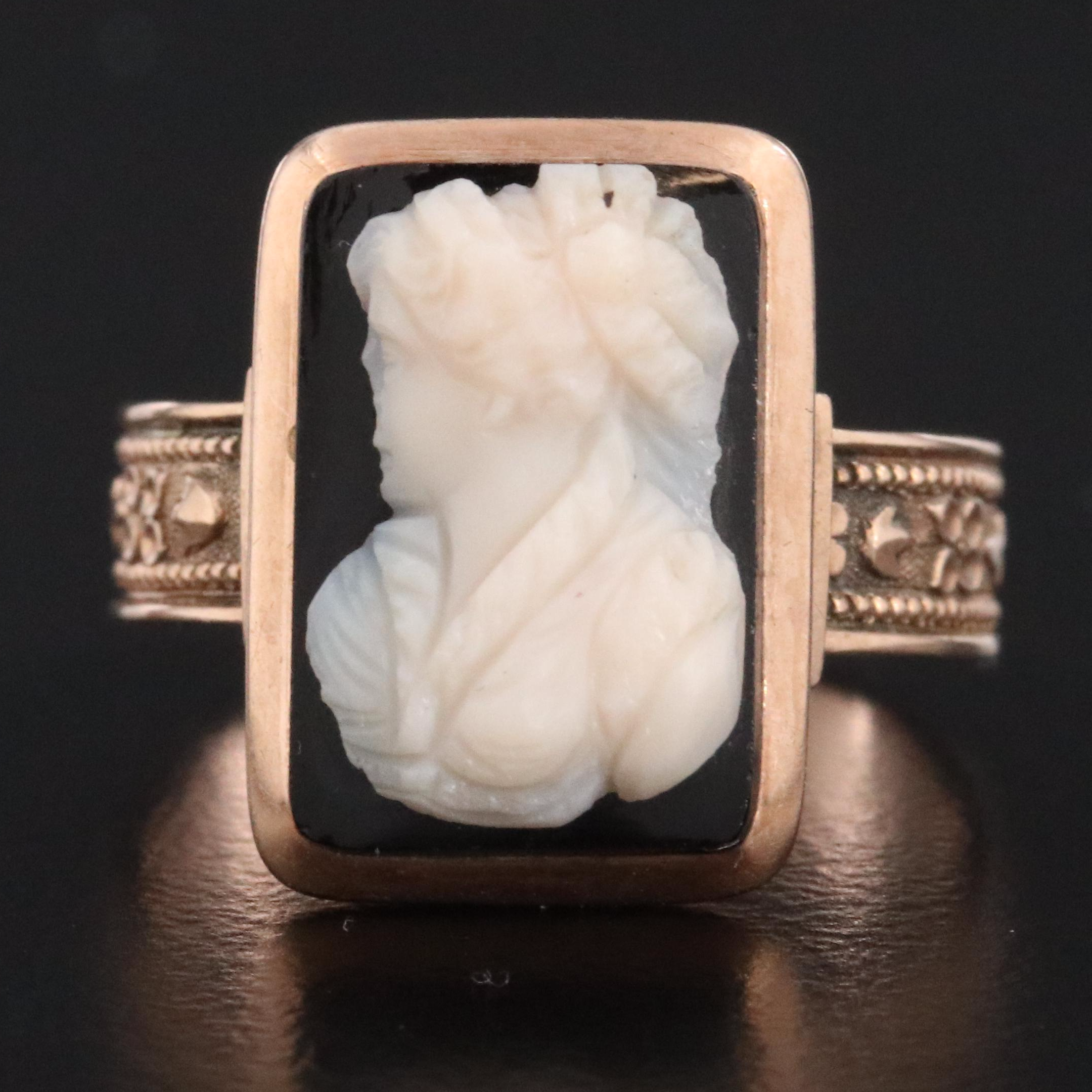 Victorian 10K Onyx Cameo Ring