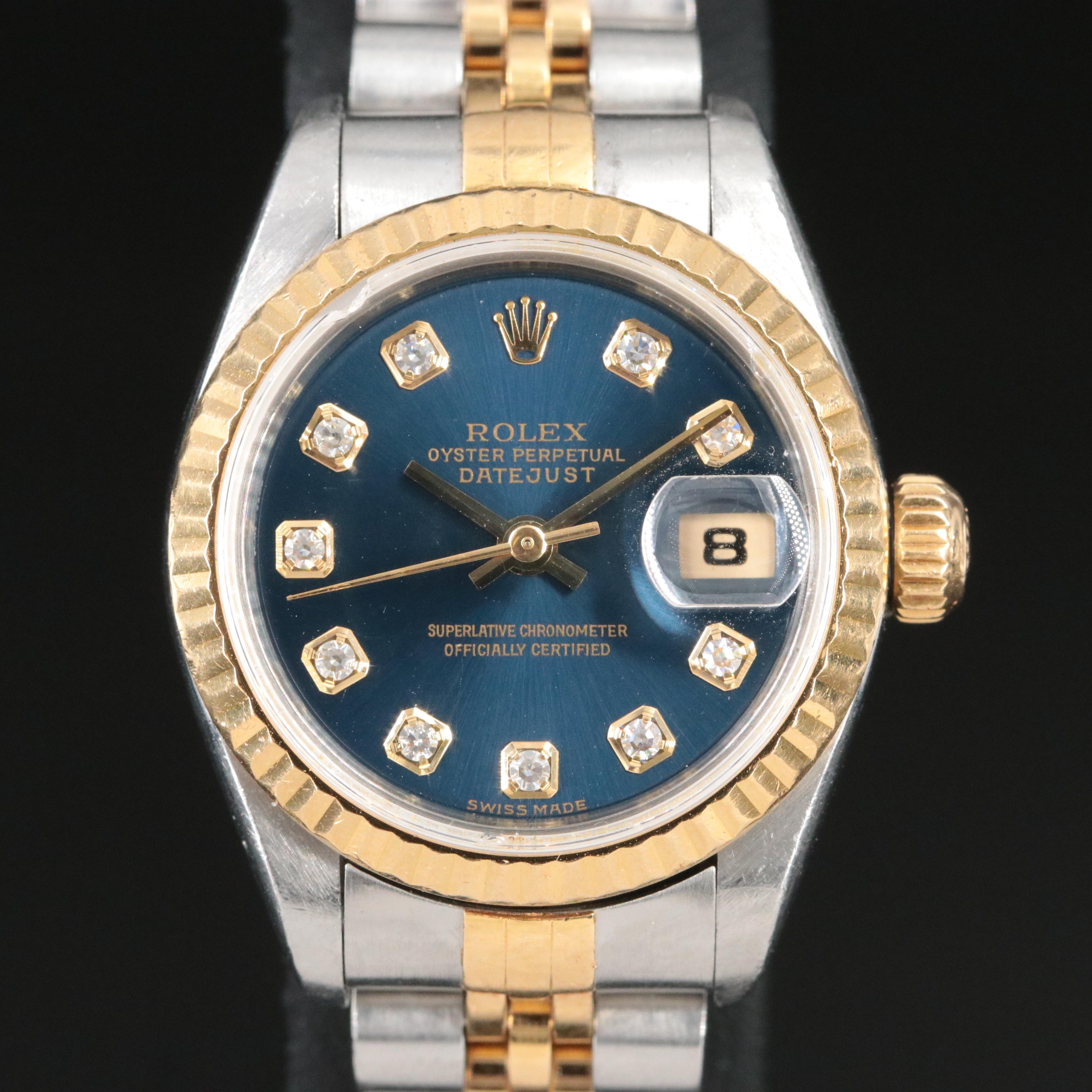 1997-1998 Rolex Factory Diamond Blue Dial Datejust Watch