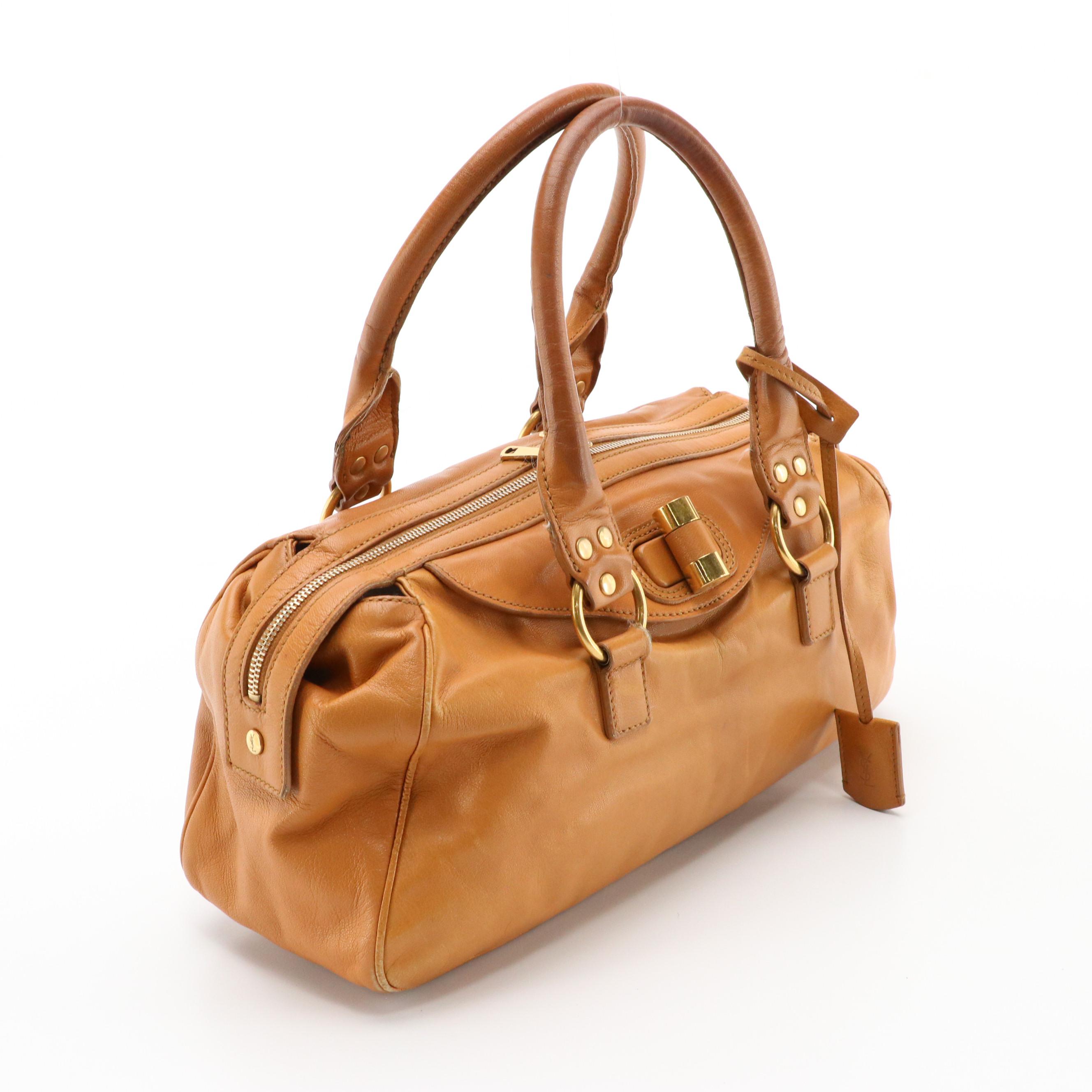 Yves Saint Laurent Muse Bowler Bag in Tan Leather
