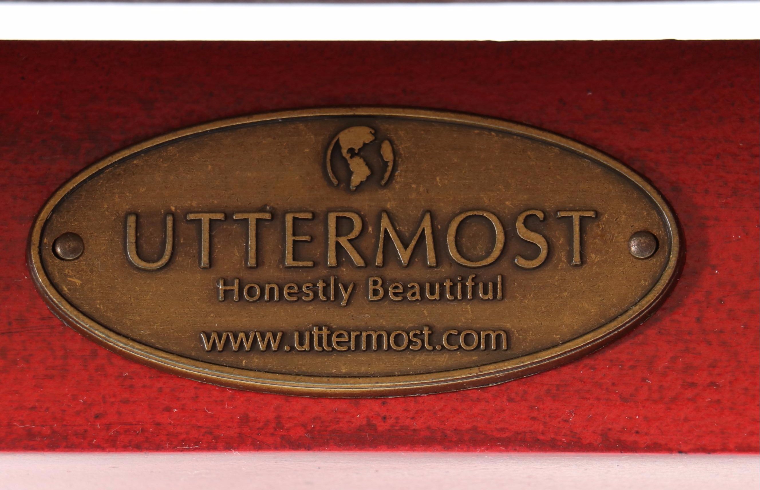 Pair of Uttermost "Camdon" Chinese Chippendale Style Red-Lacquered Armchairs