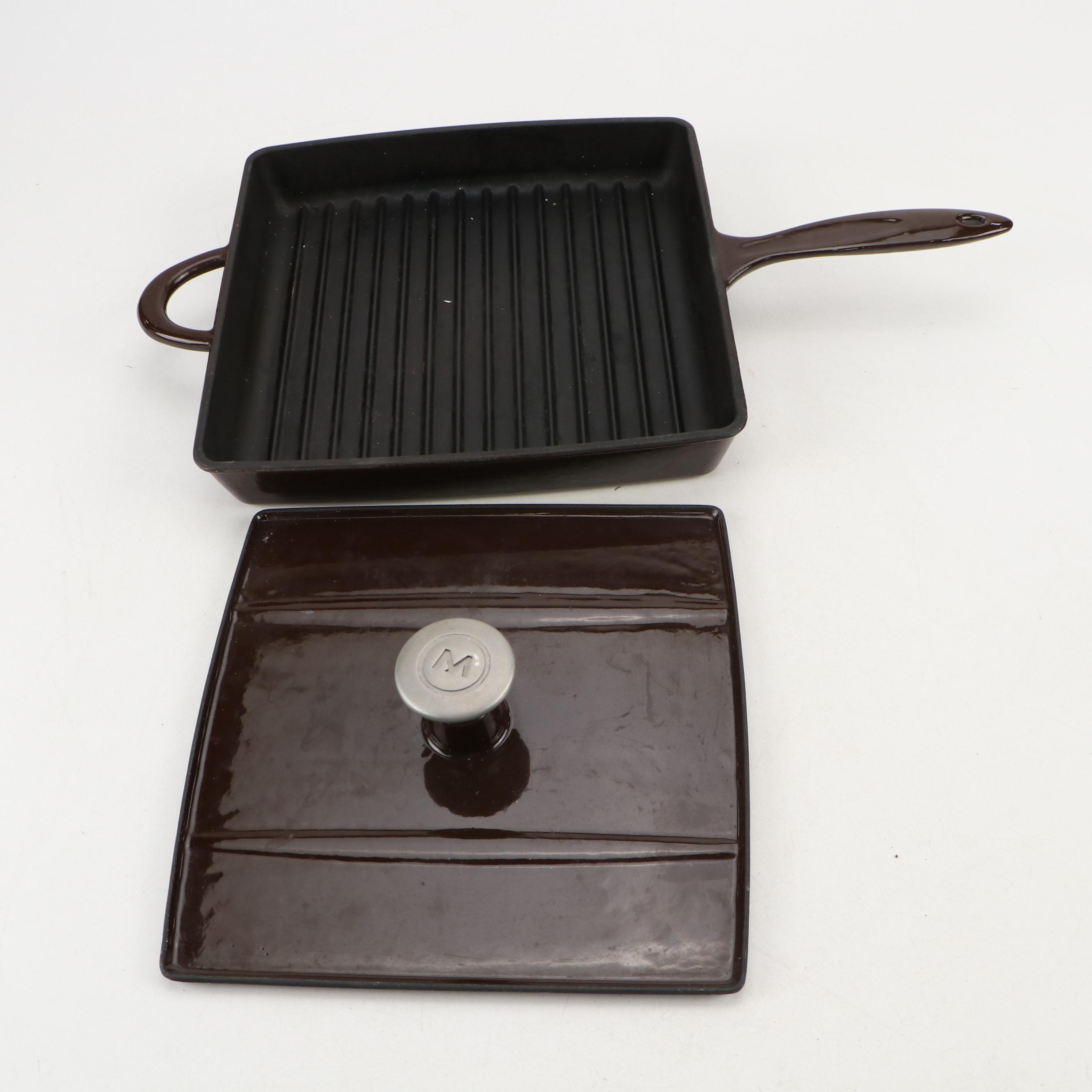 Mario Batali Cast Iron Grill Pan with Press Lid