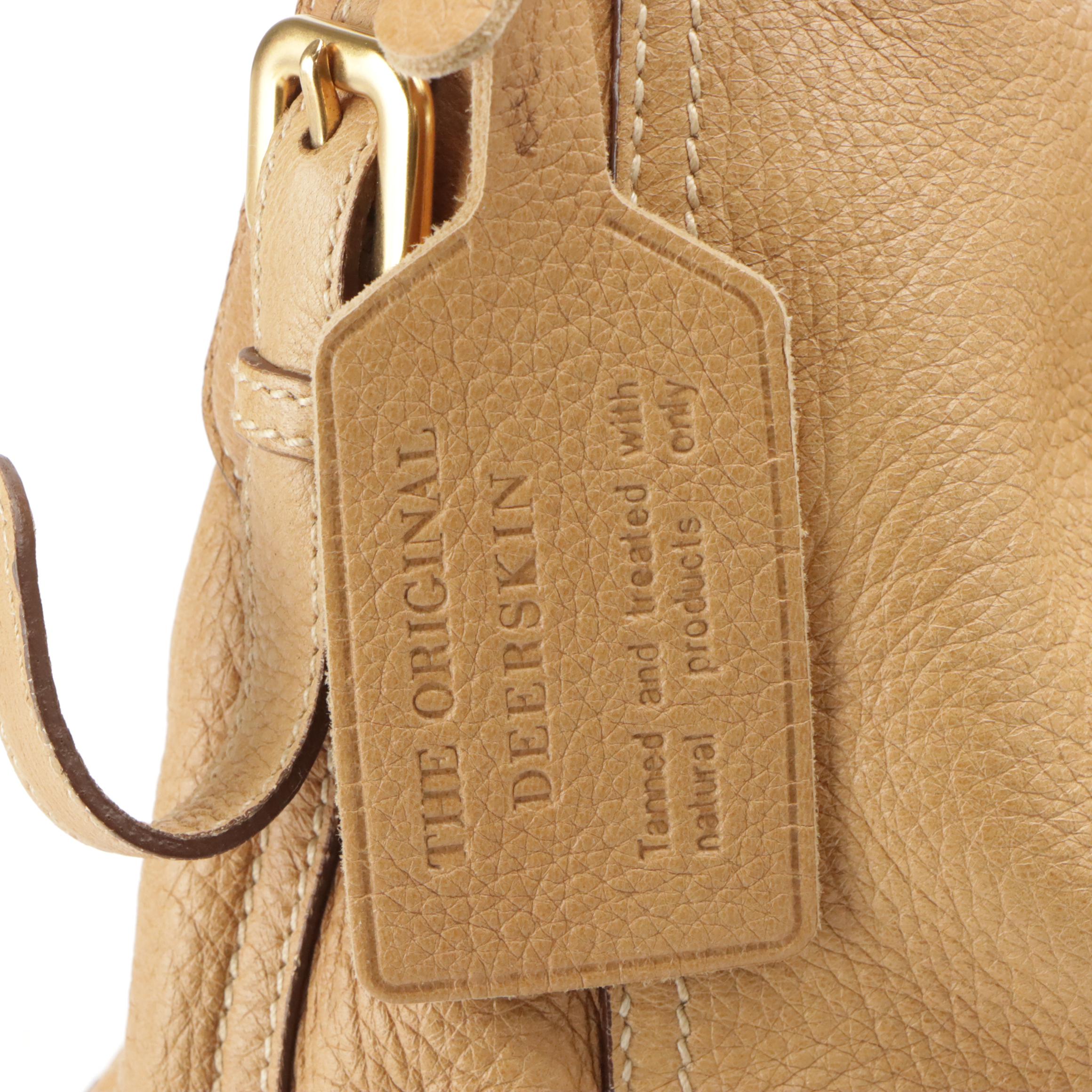 Prada Cervo Antik Natural Deerskin Leather Hobo Shoulder Bag