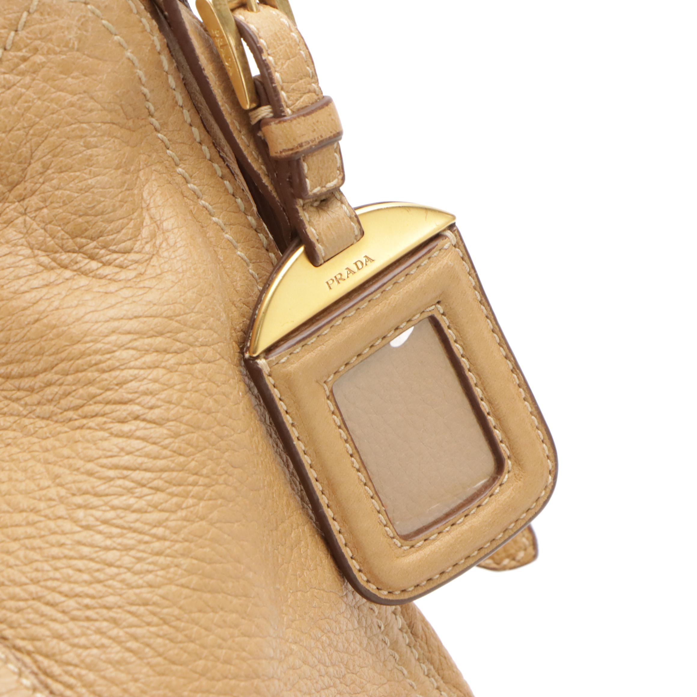 Prada Cervo Antik Natural Deerskin Leather Hobo Shoulder Bag
