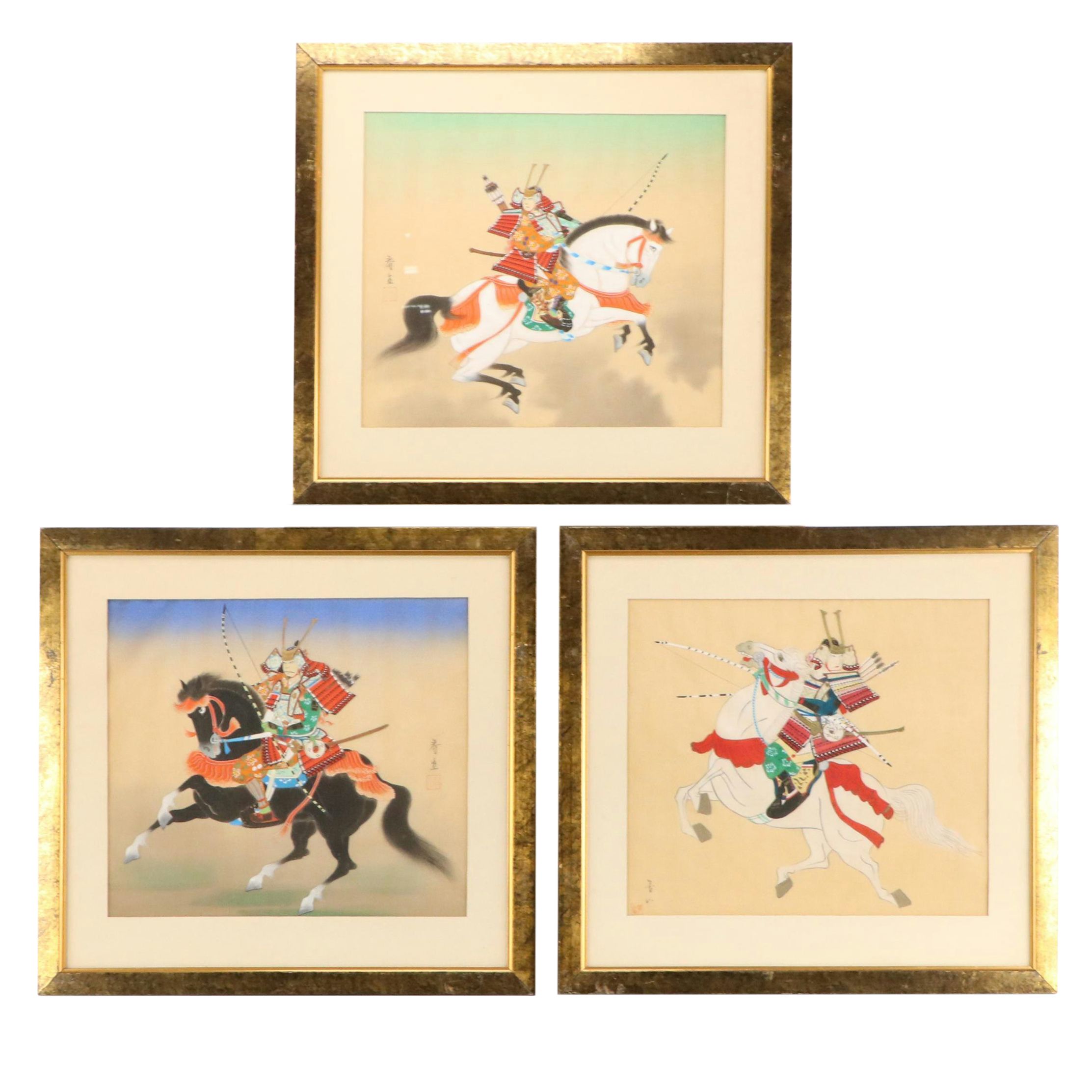 Japanese Gouache Paintings of Samurai