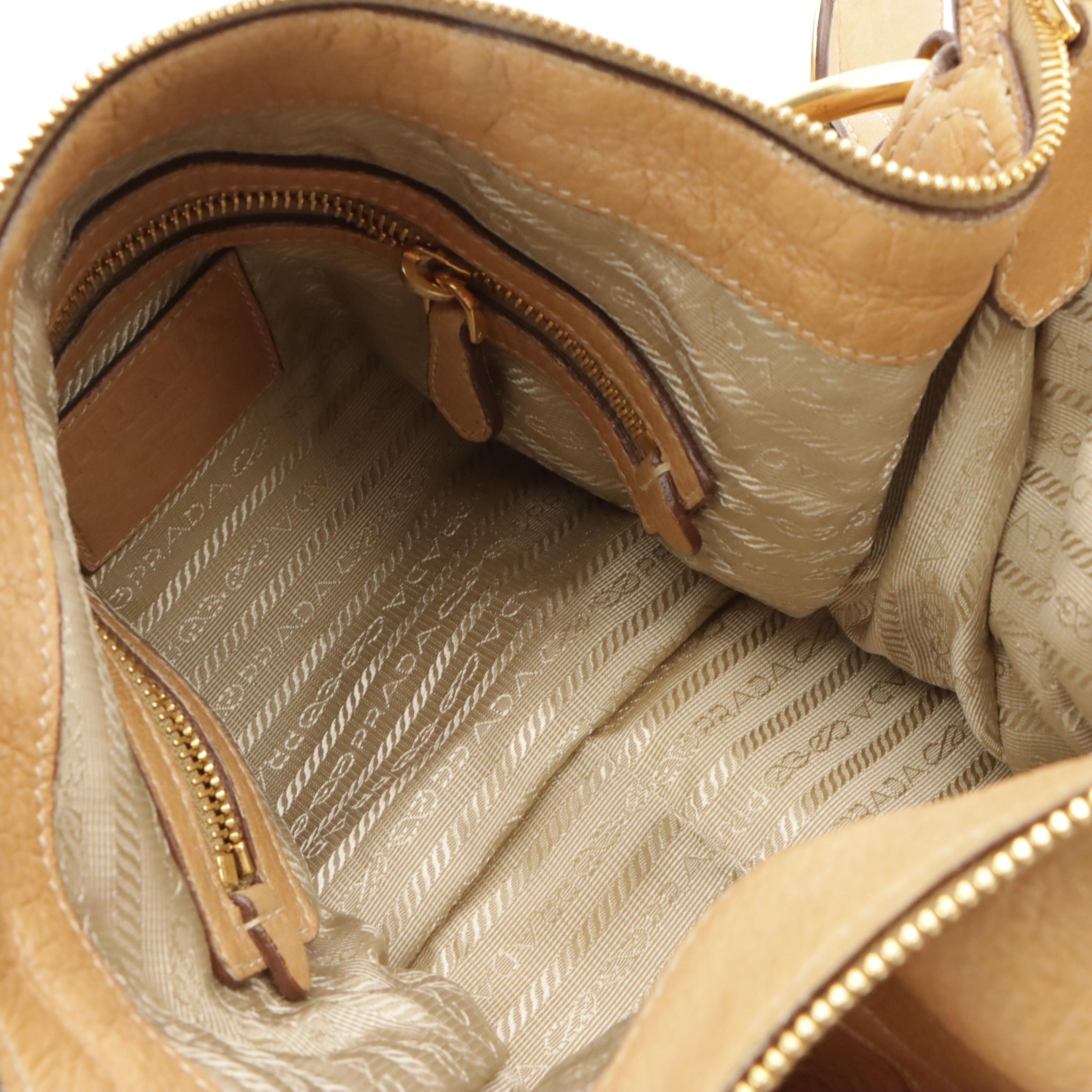 Prada Cervo Antik Natural Deerskin Leather Hobo Shoulder Bag