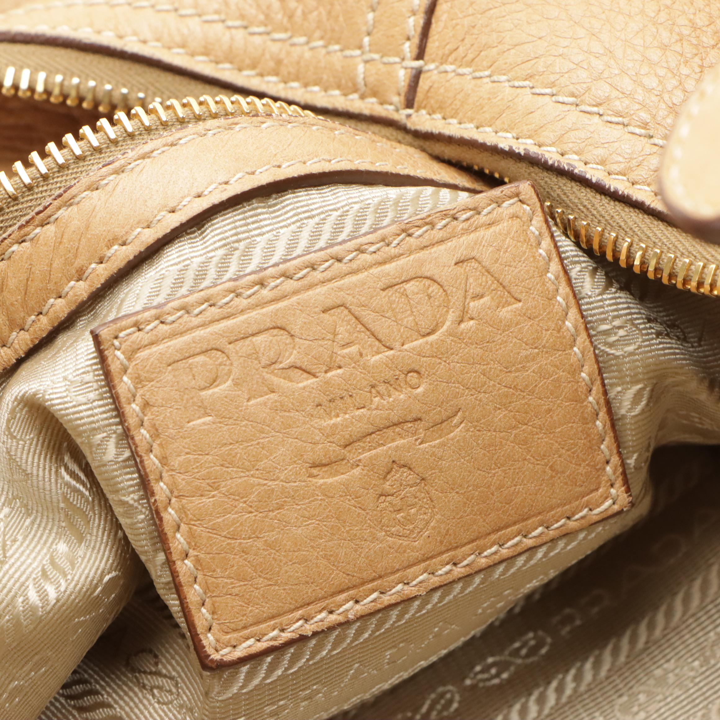 Prada Cervo Antik Natural Deerskin Leather Hobo Shoulder Bag