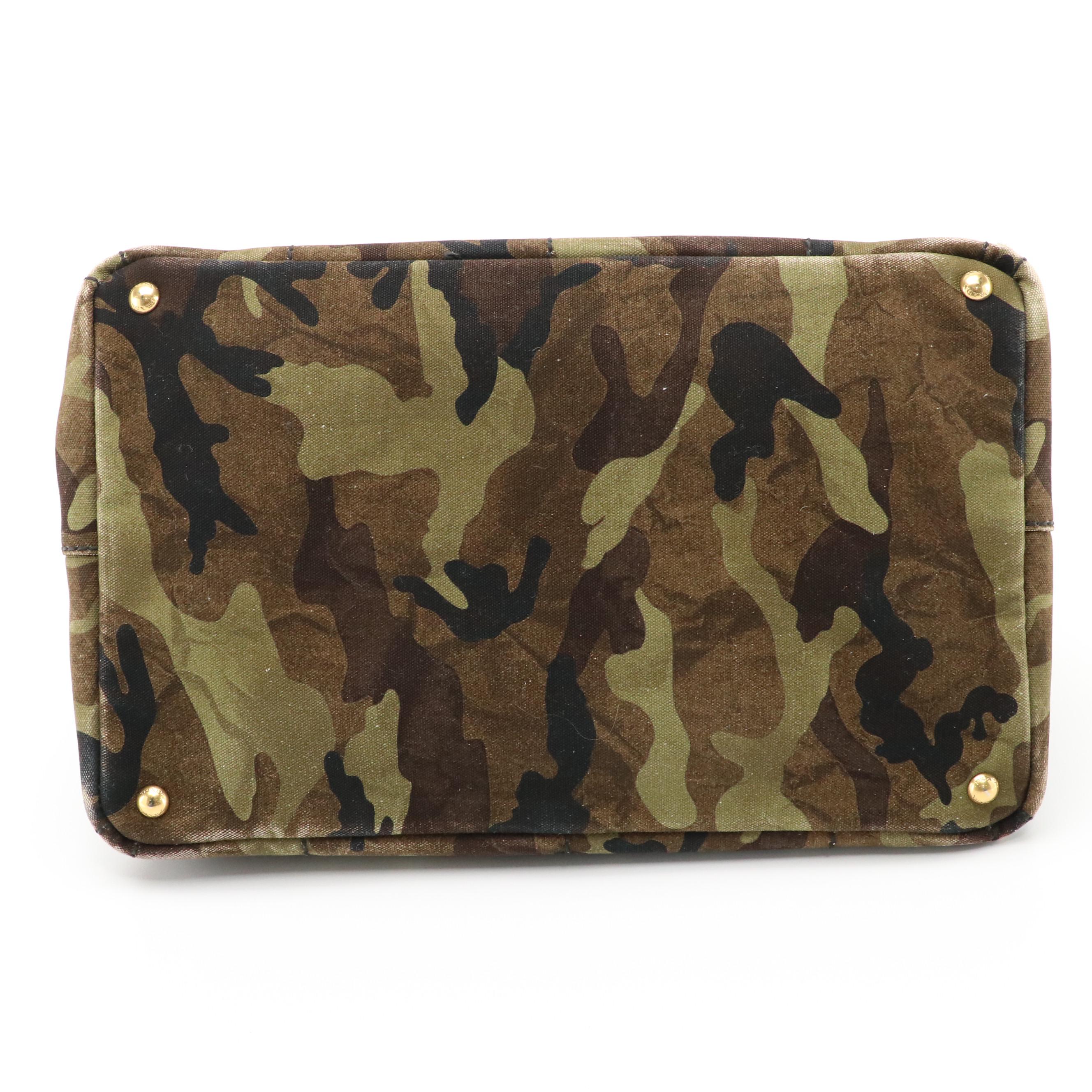 Prada Large Camo Canvas Top Handle Tote Bag