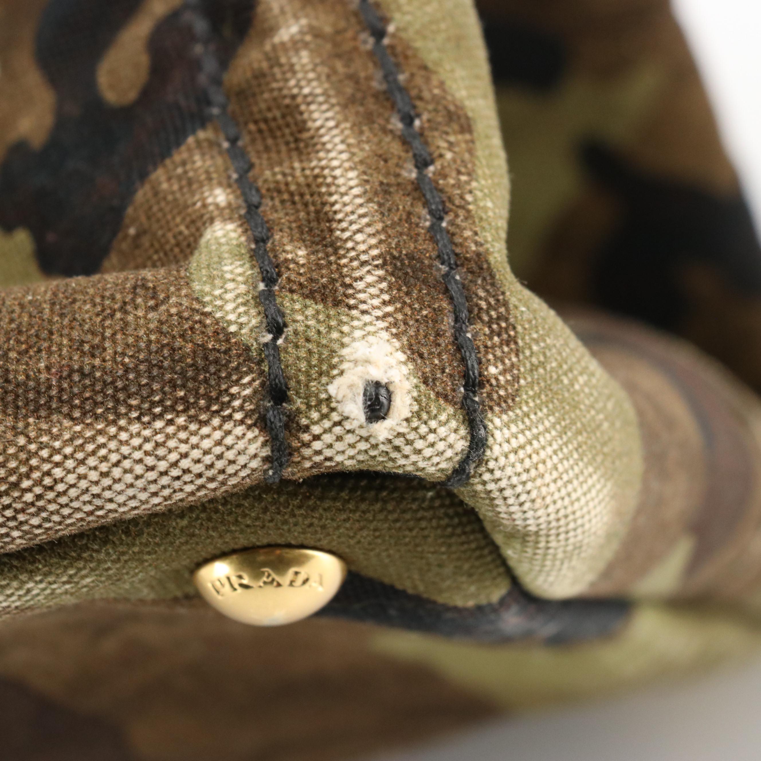 Prada Large Camo Canvas Top Handle Tote Bag