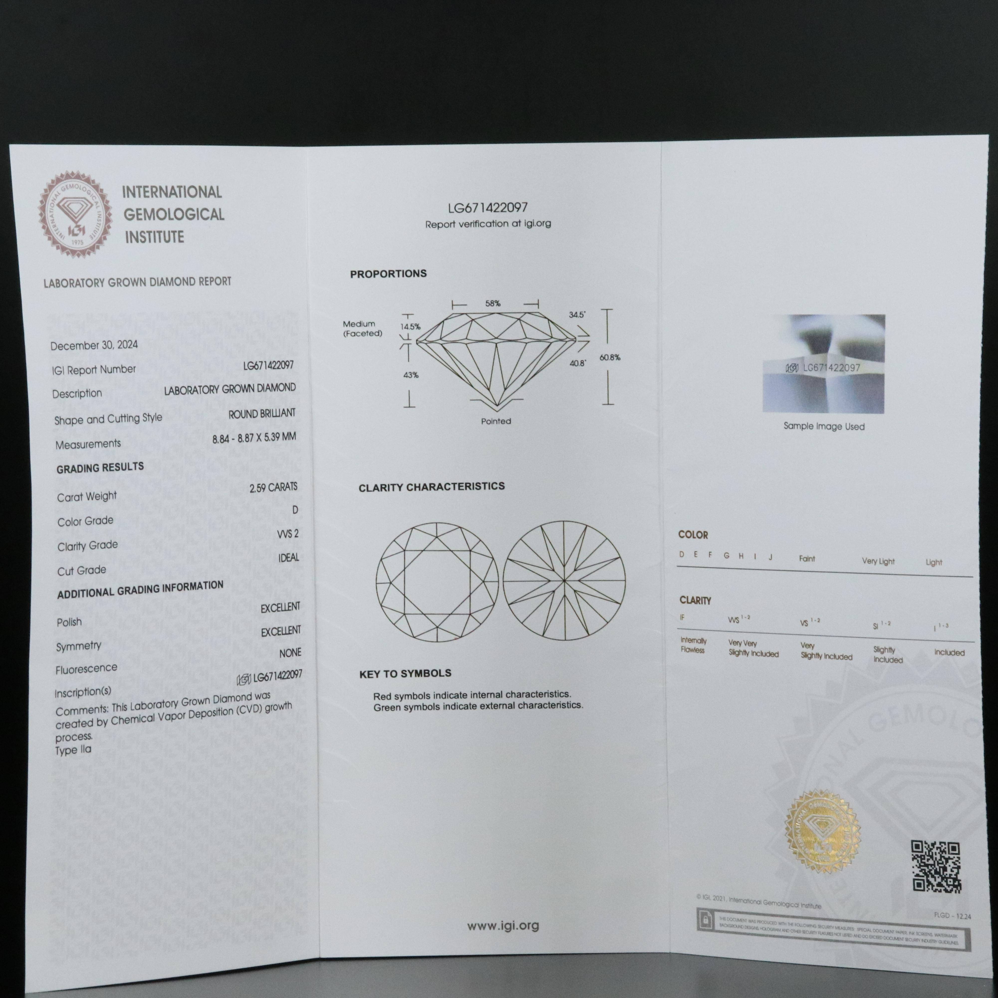 Platinum 5.18 CTW Lab Grown Diamond Stud Earrings with IGI Reports