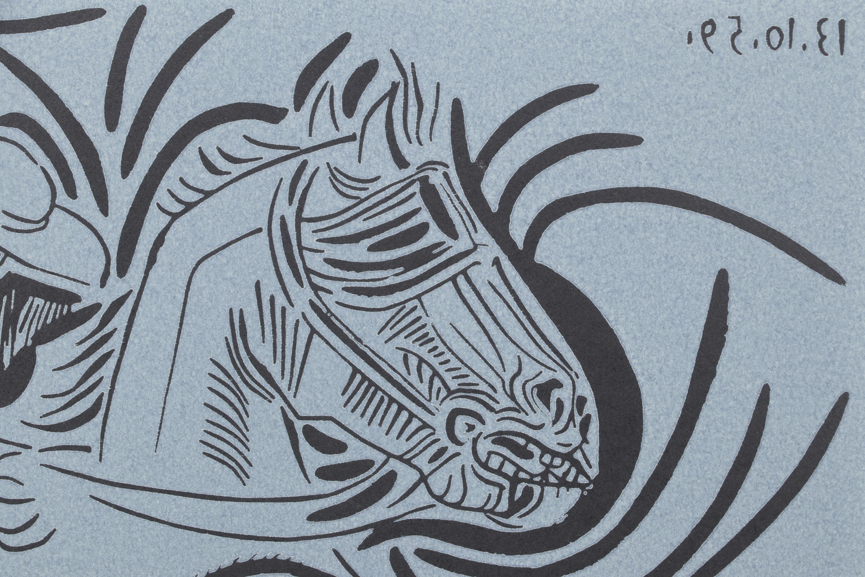 Pablo Picasso Linocut "Picador Goading Bull," 1962