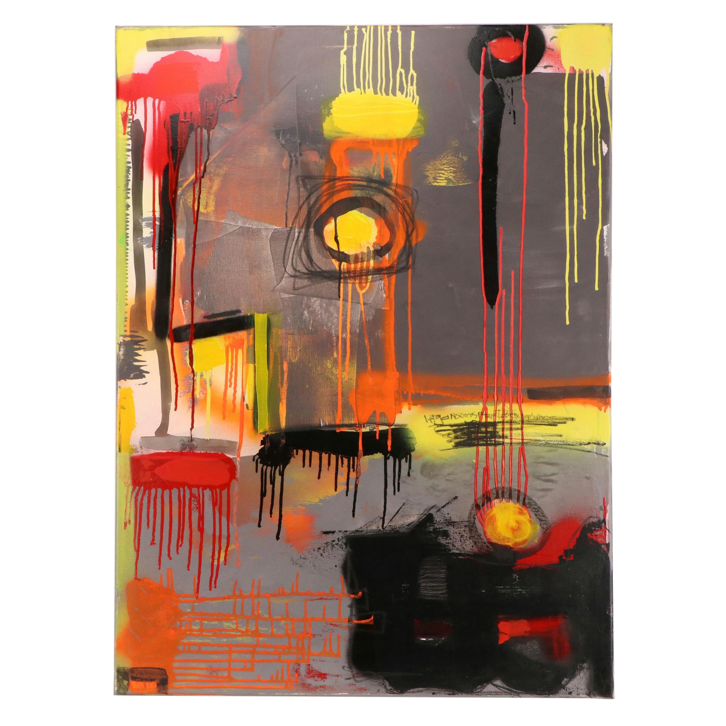 William Fred Arrowood Expressionist Style Abstract Acrylic Paintings