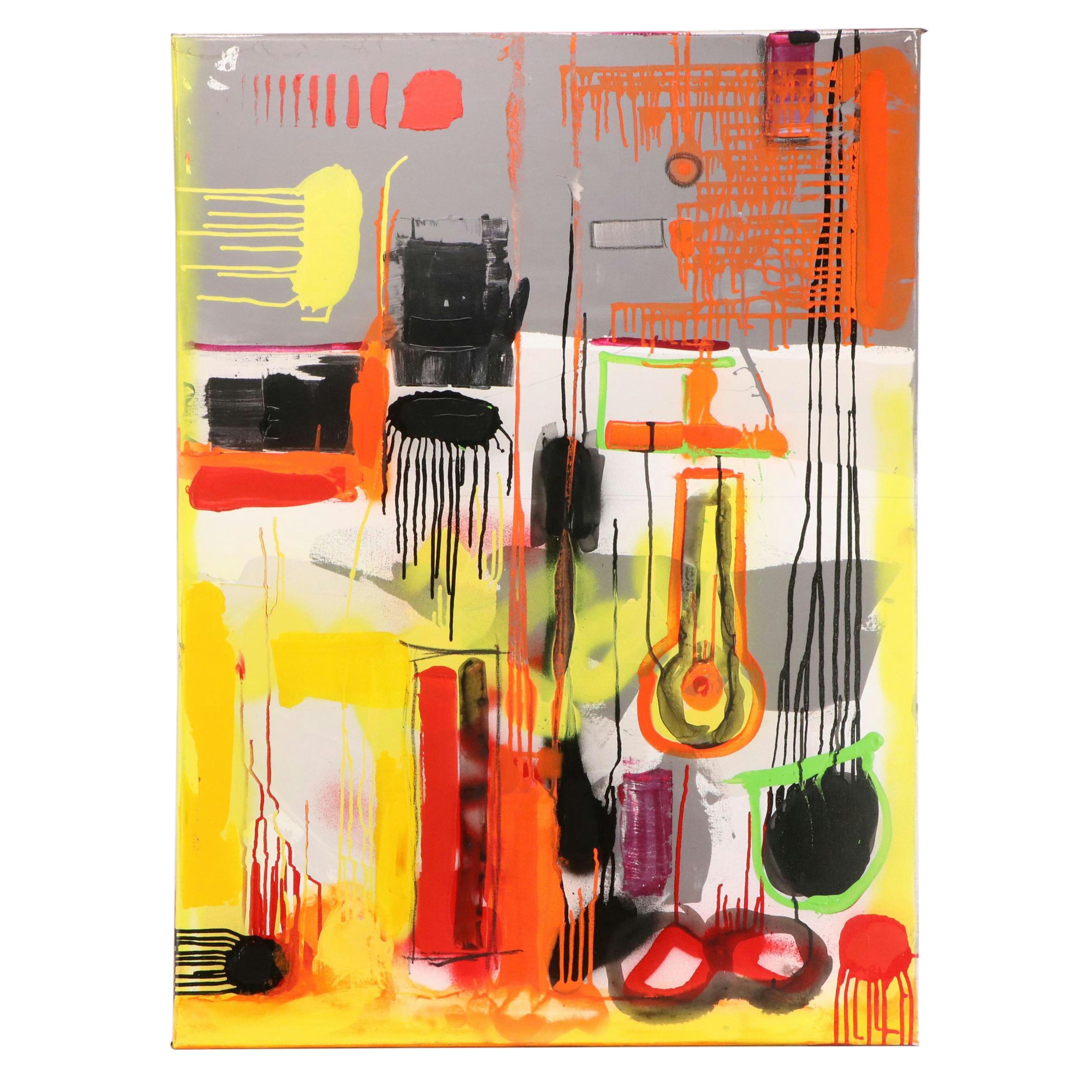 William Fred Arrowood Expressionist Style Abstract Acrylic Paintings