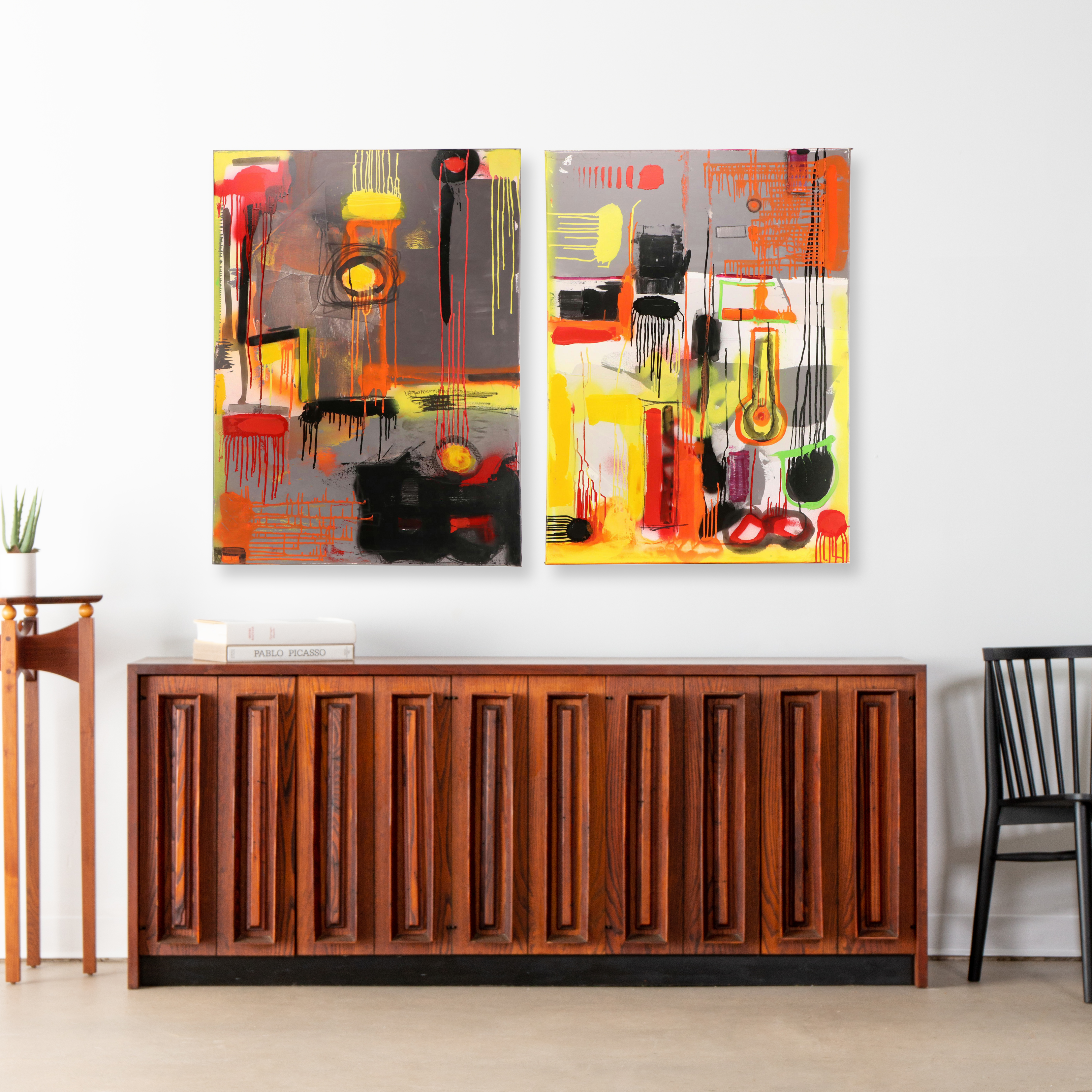 William Fred Arrowood Expressionist Style Abstract Acrylic Paintings