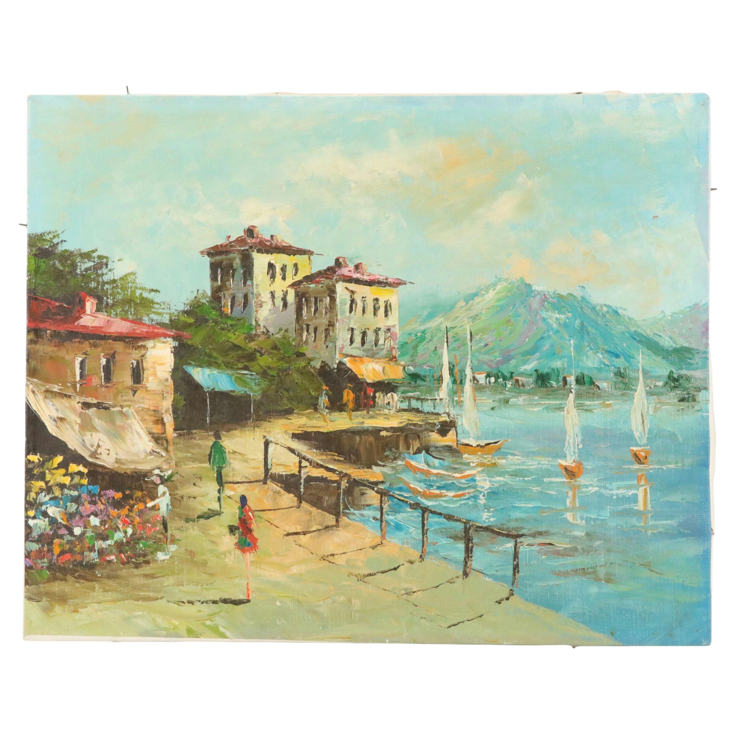 Henri Julien Dumont Coastal Landscape Oil Painting, 20th Century