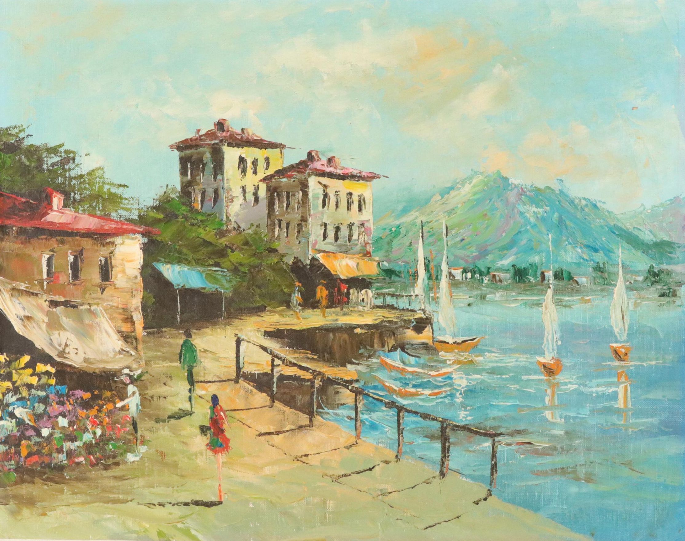 Henri Julien Dumont Coastal Landscape Oil Painting, 20th Century