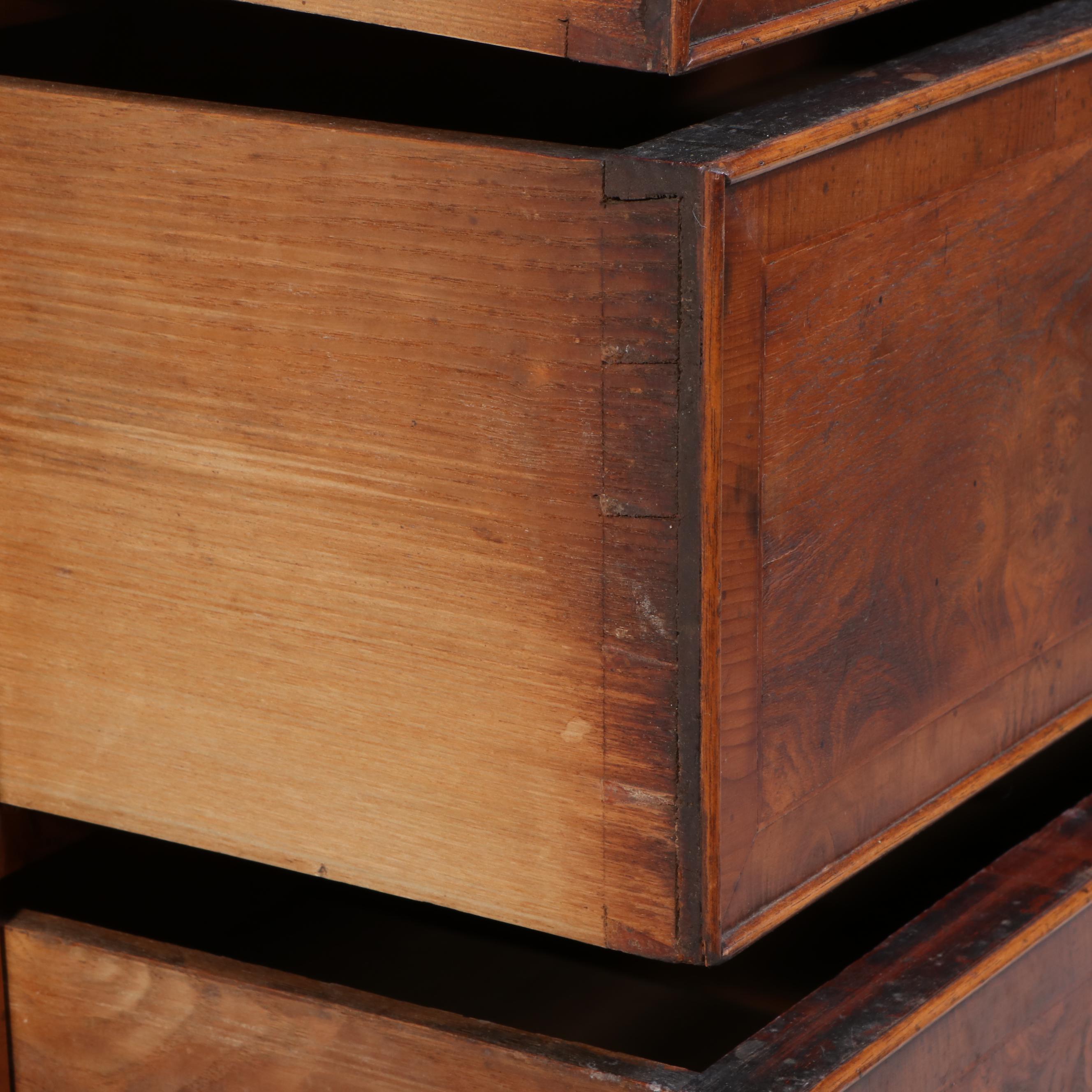 George III Style Burl Mahogany Chest of Drawers, Antique