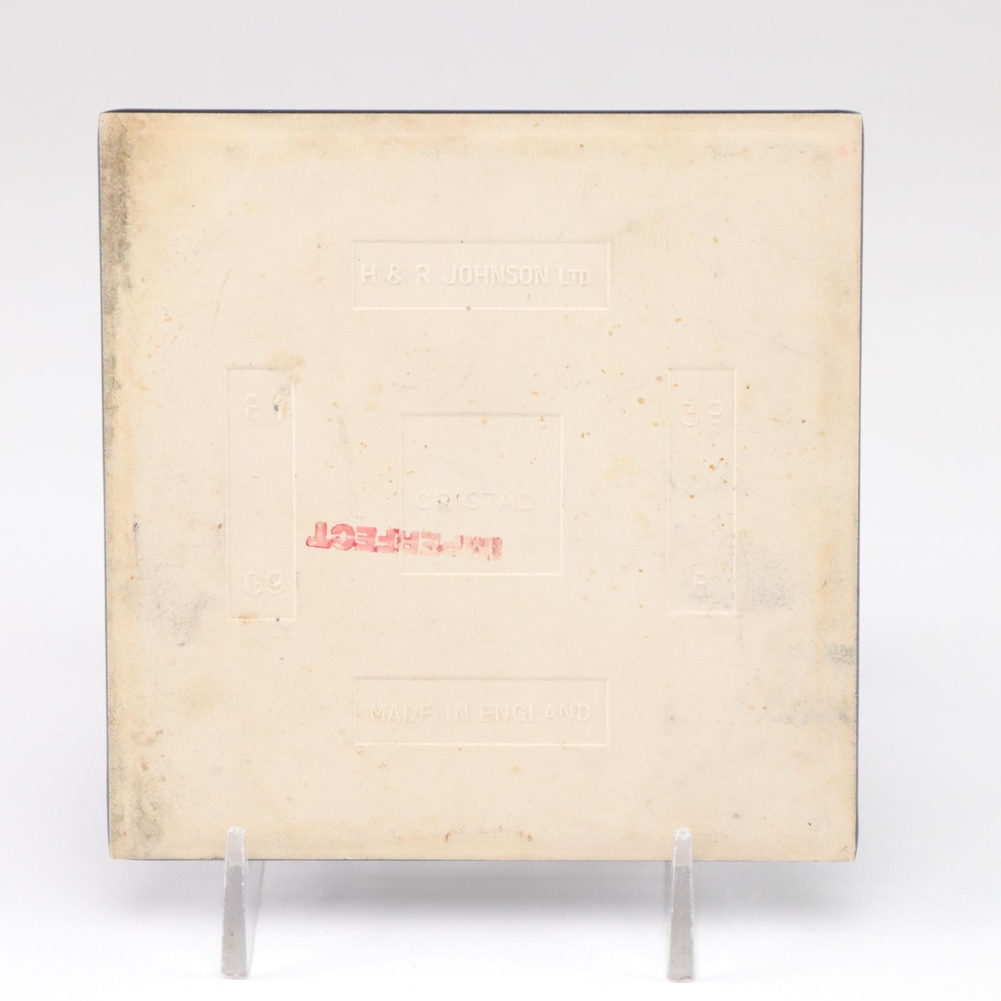 Hartstone Pottery "Blue Checks" Stoneware with H&R Johnson "Rabbit Moon" Tile