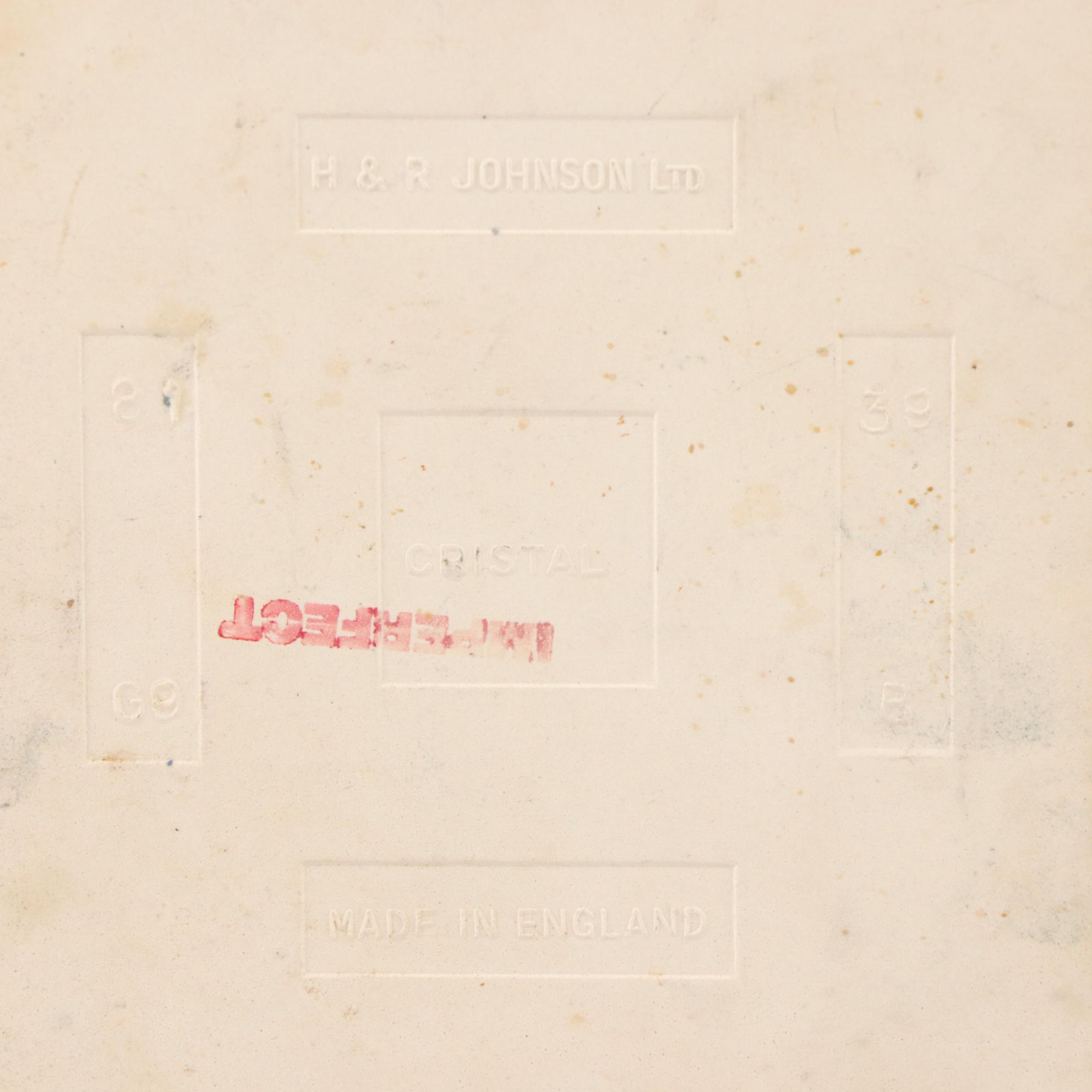 Hartstone Pottery "Blue Checks" Stoneware with H&R Johnson "Rabbit Moon" Tile