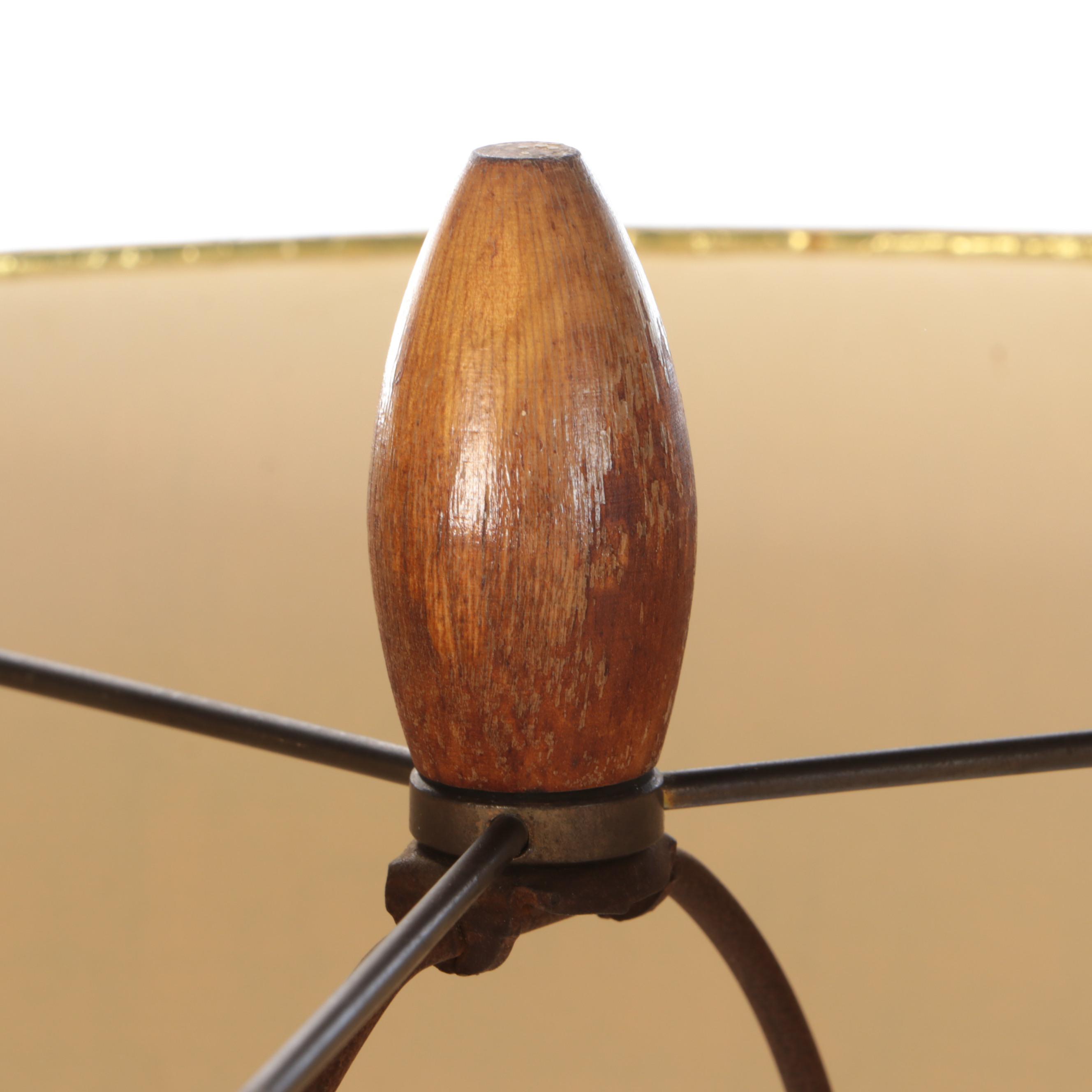 Wicker Woven Rattan Stacked Orb Table Lamp, Vintage