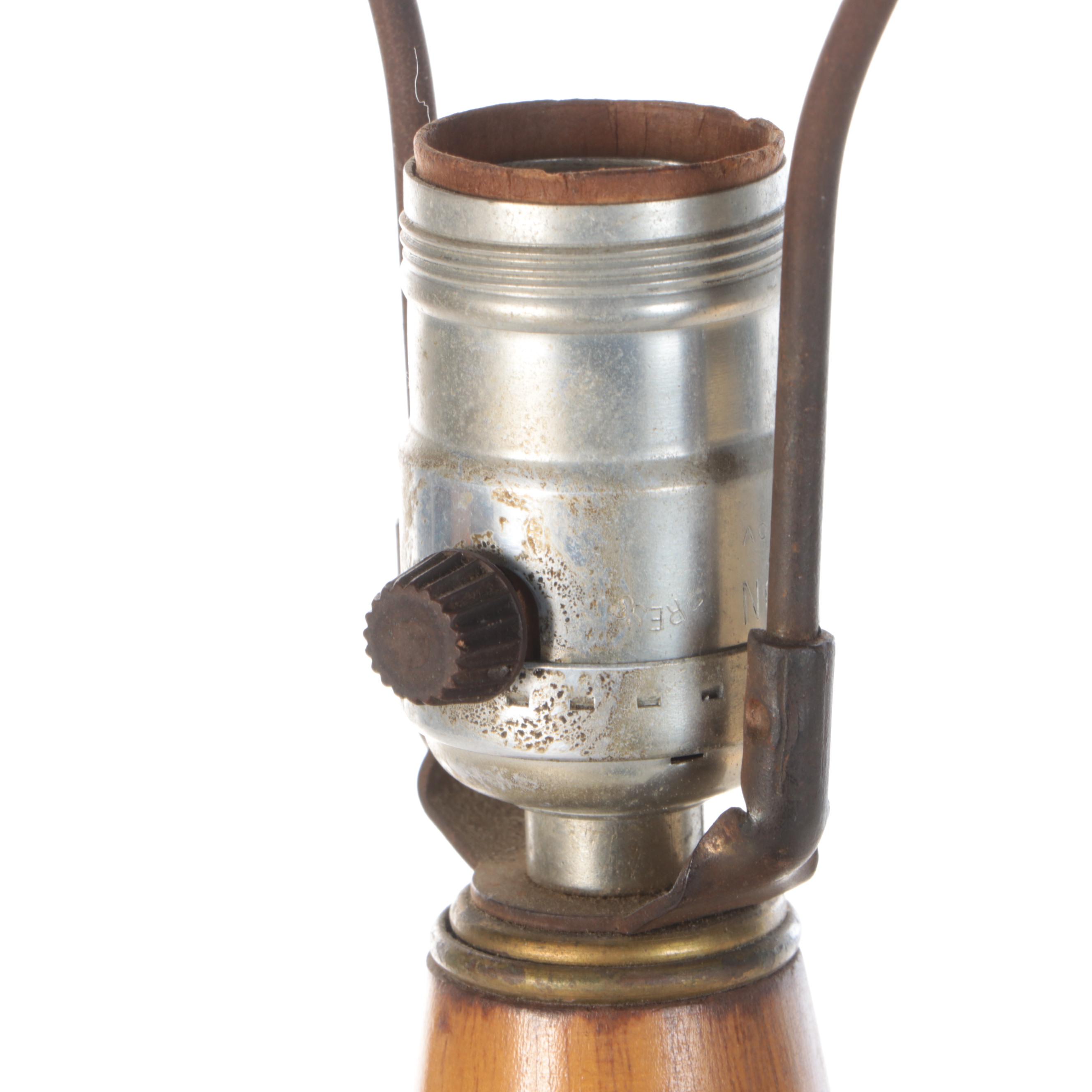 Wicker Woven Rattan Stacked Orb Table Lamp, Vintage