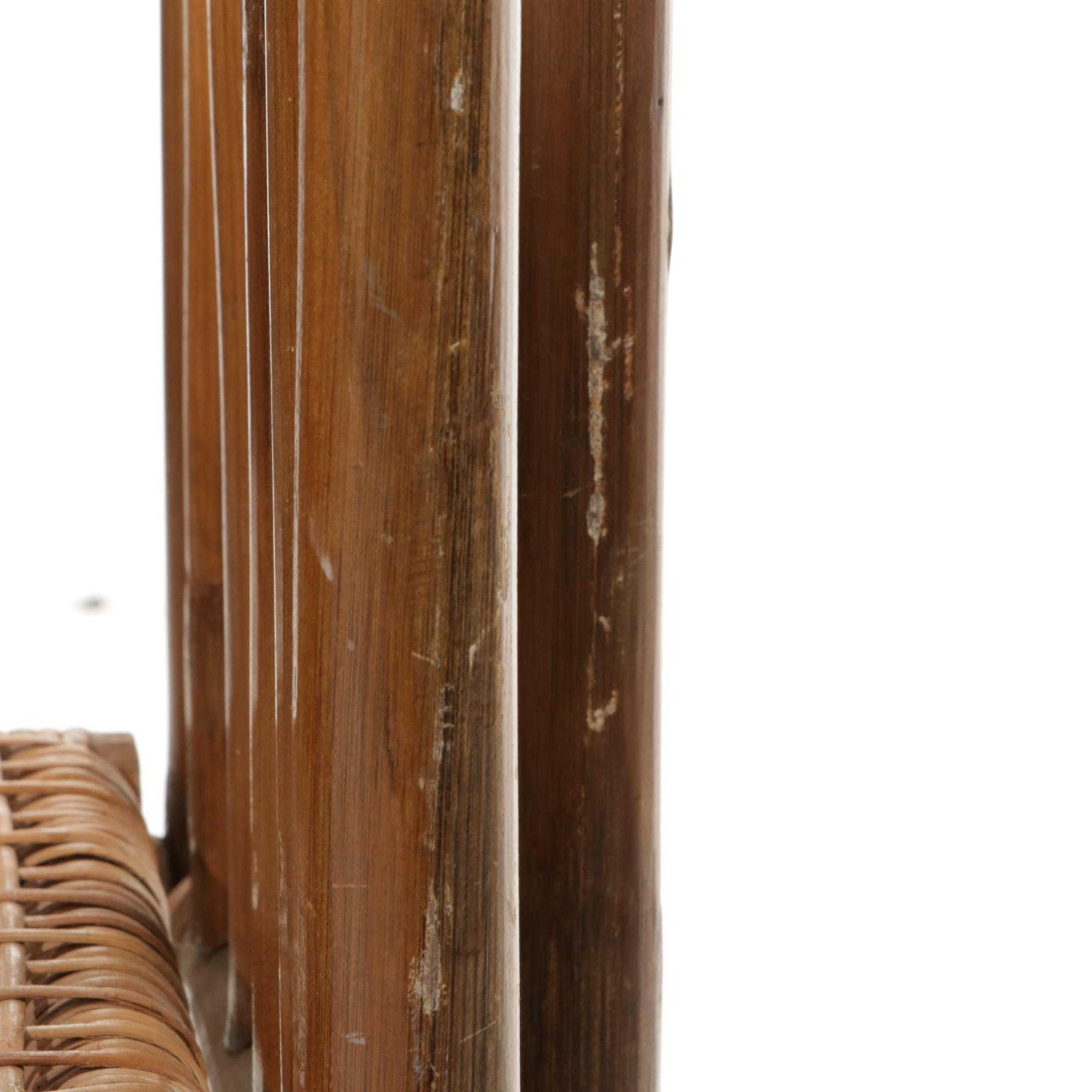 Rattan and Cane Wicker Swinging Bassinet, Early to Mid-20th Century