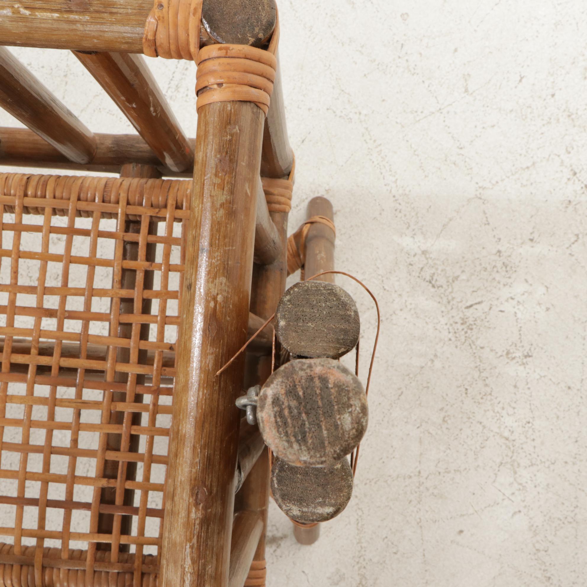 Rattan and Cane Wicker Swinging Bassinet, Early to Mid-20th Century