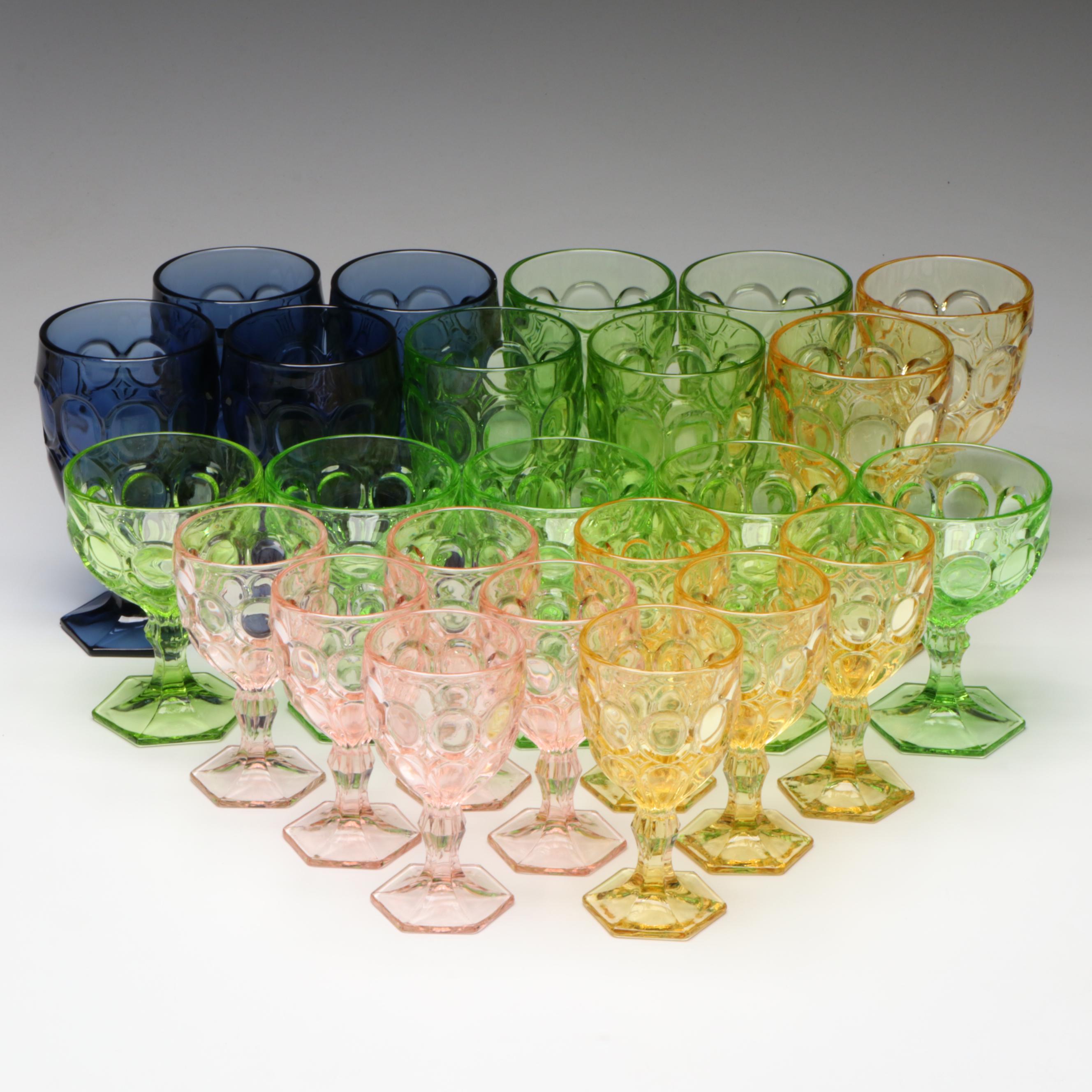 Fostoria "Moonstone" Glass Tall Sherbets, Wine Glasses and Iced Tea Glasses