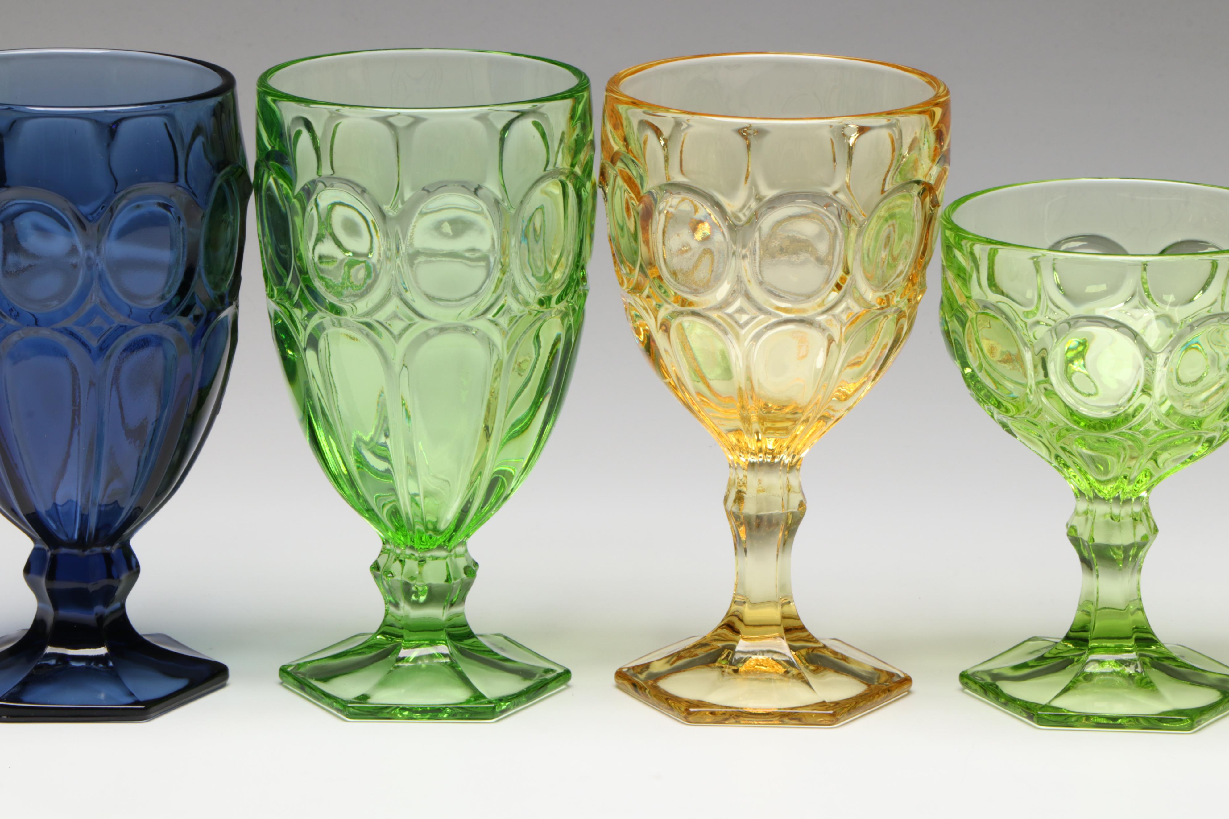 Fostoria "Moonstone" Glass Tall Sherbets, Wine Glasses and Iced Tea Glasses