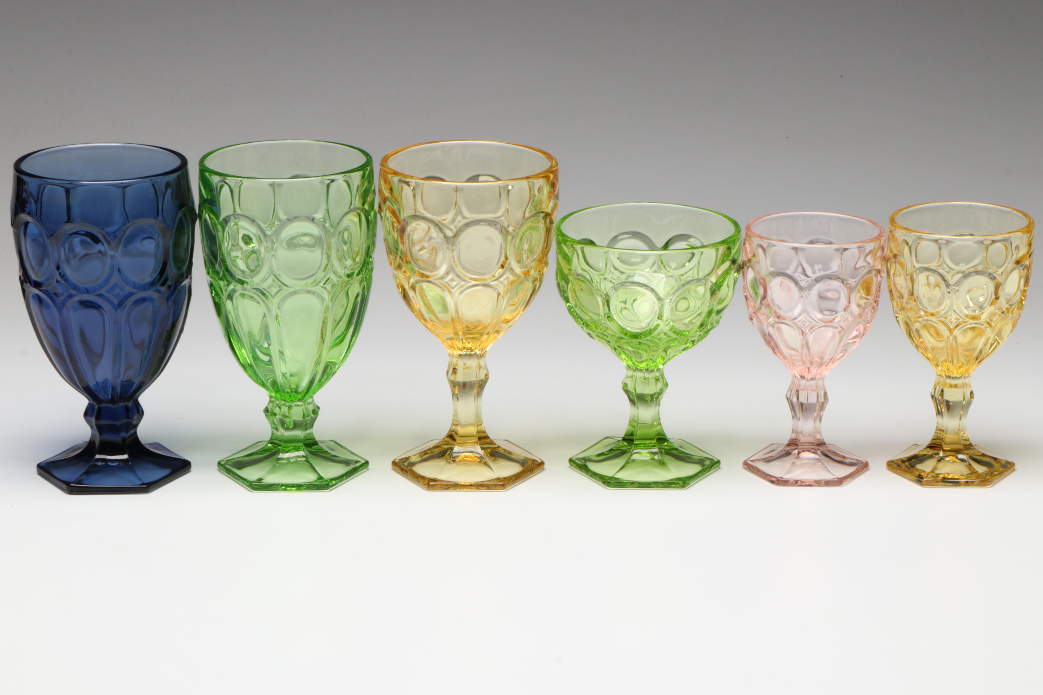 Fostoria "Moonstone" Glass Tall Sherbets, Wine Glasses and Iced Tea Glasses